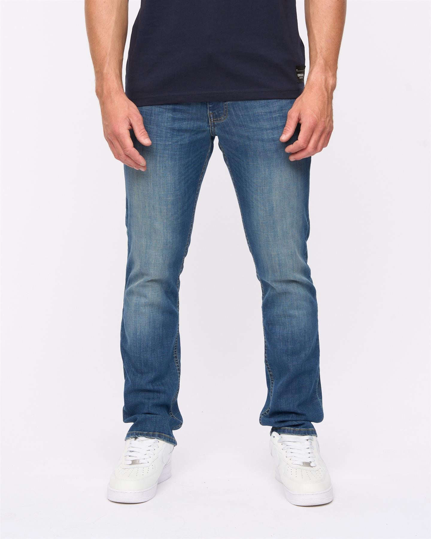 Mens Chas Straight Fit Jeans Mid Wash