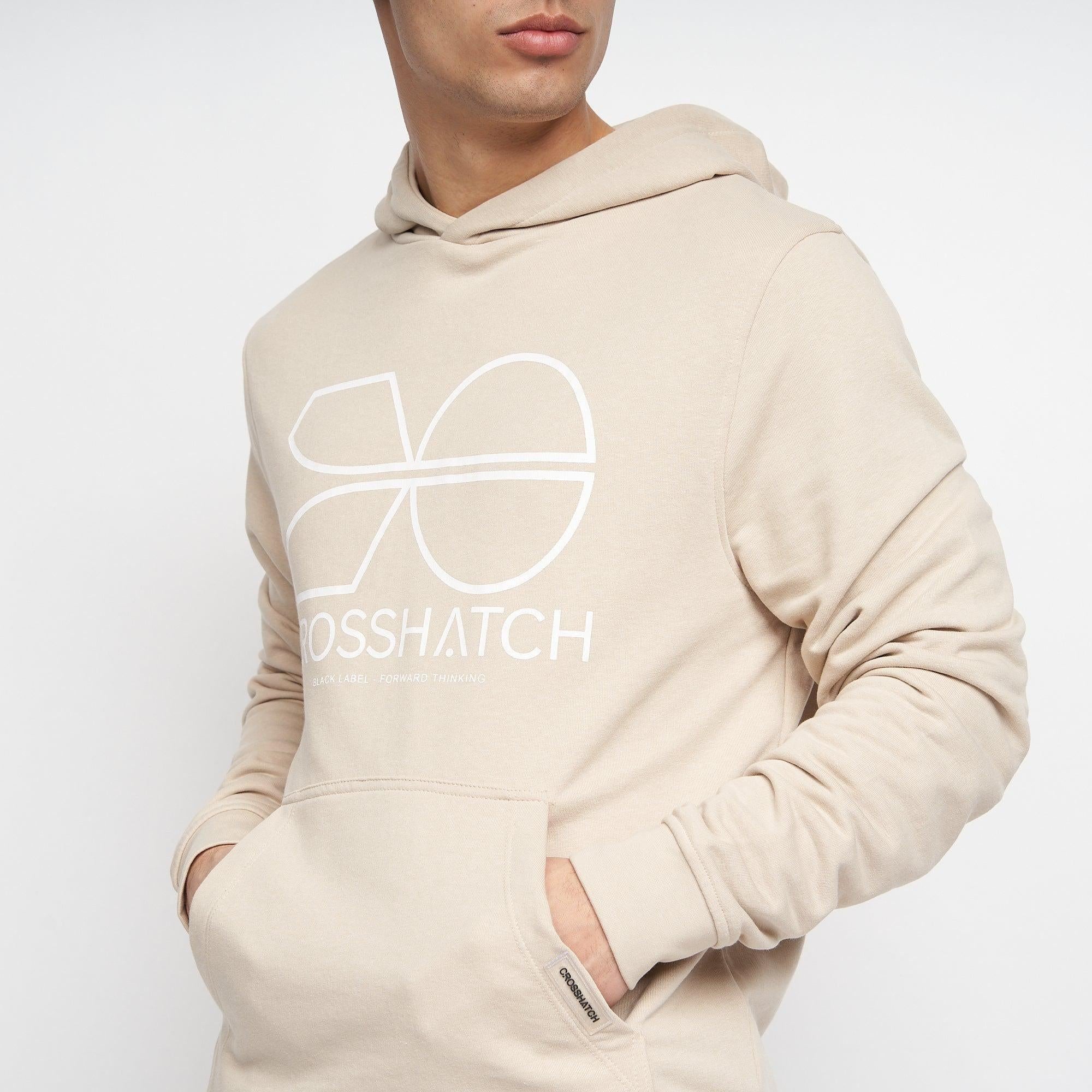 Crosshatch Mens Zieman Hoodie Stone