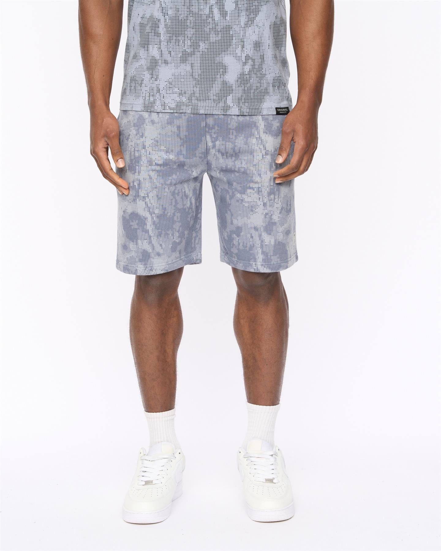 Mens Bardon Camo Jog Shorts Steel Blue