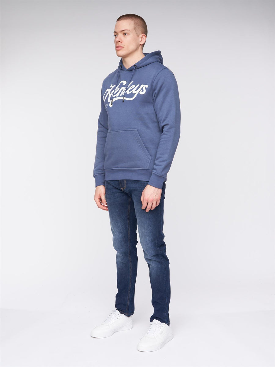 Mens Scripthen Hoodie Deep Blue