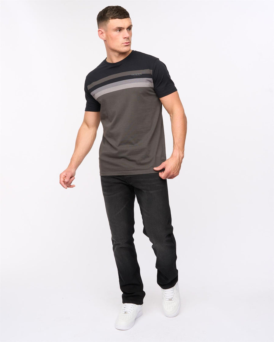 Crosshatch Mens Cadman Straight Jeans Black Wash
