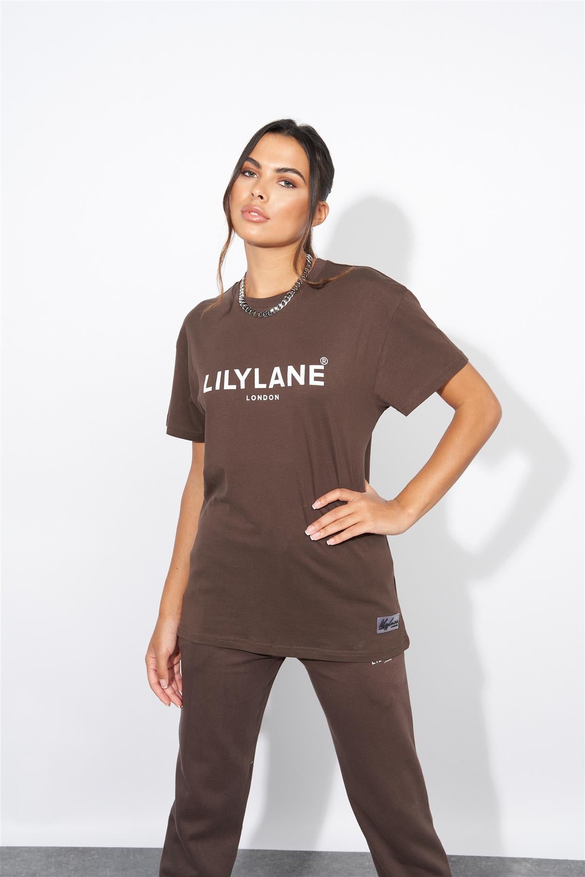 Ladies Lily Lane Eliana T-Shirt Brown