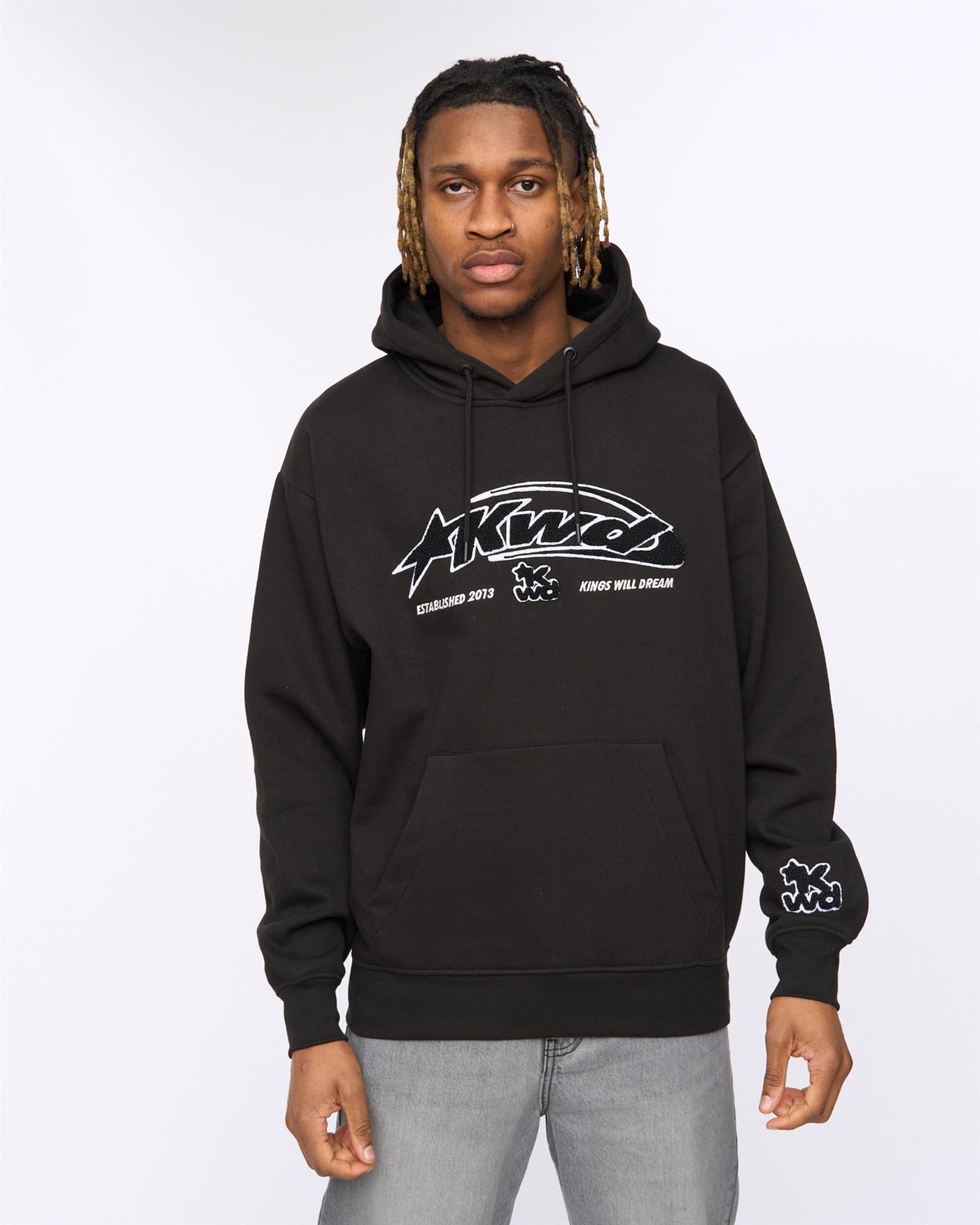 Mens Dashed Hoodie Black
