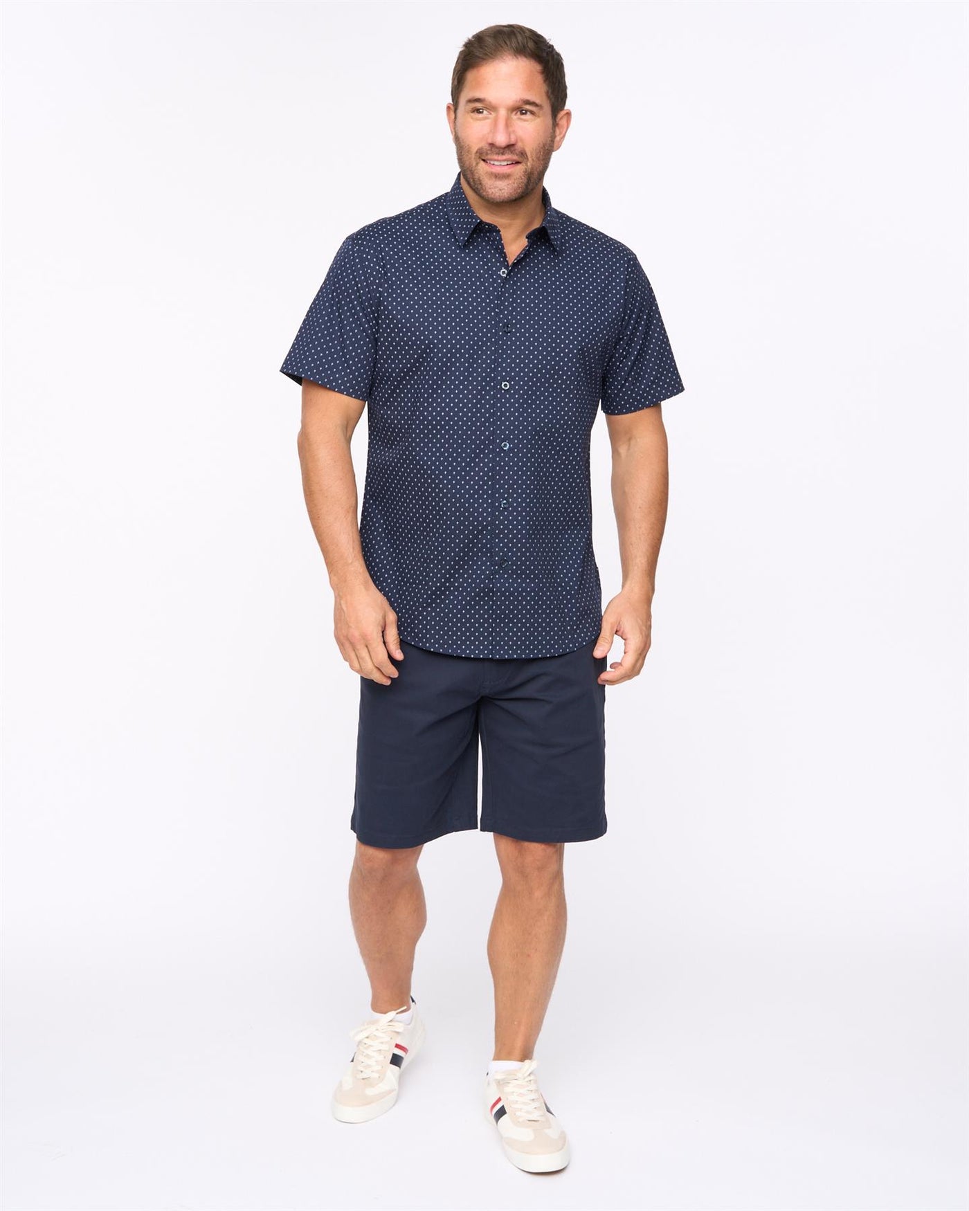 Mens Domesta Short Sleeve Shirt 2pk Navy/White