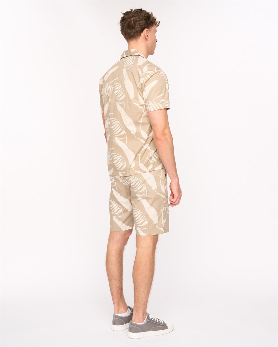 Mens Hopkinton Shirt & Shorts Set Light Stone