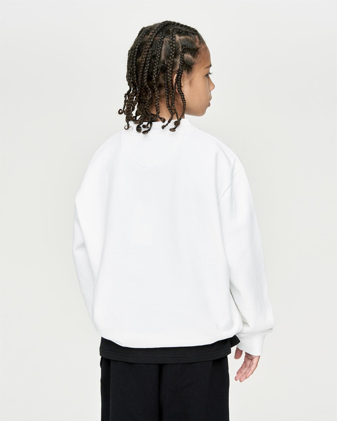 Kids Boys Studio Stacked Crew Sweat White