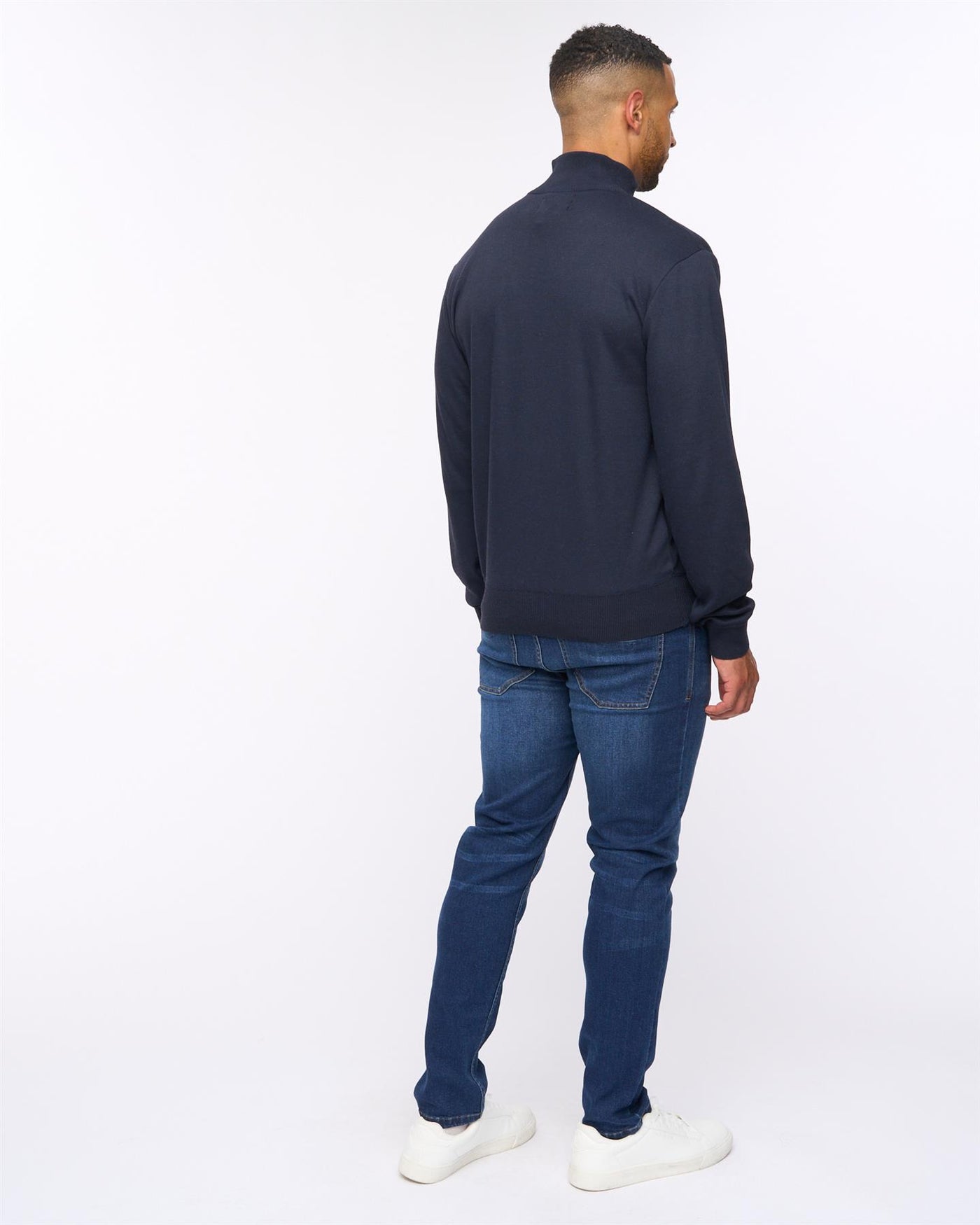 Delloway 1/4 Zip Funnel Neck Jumper Navy