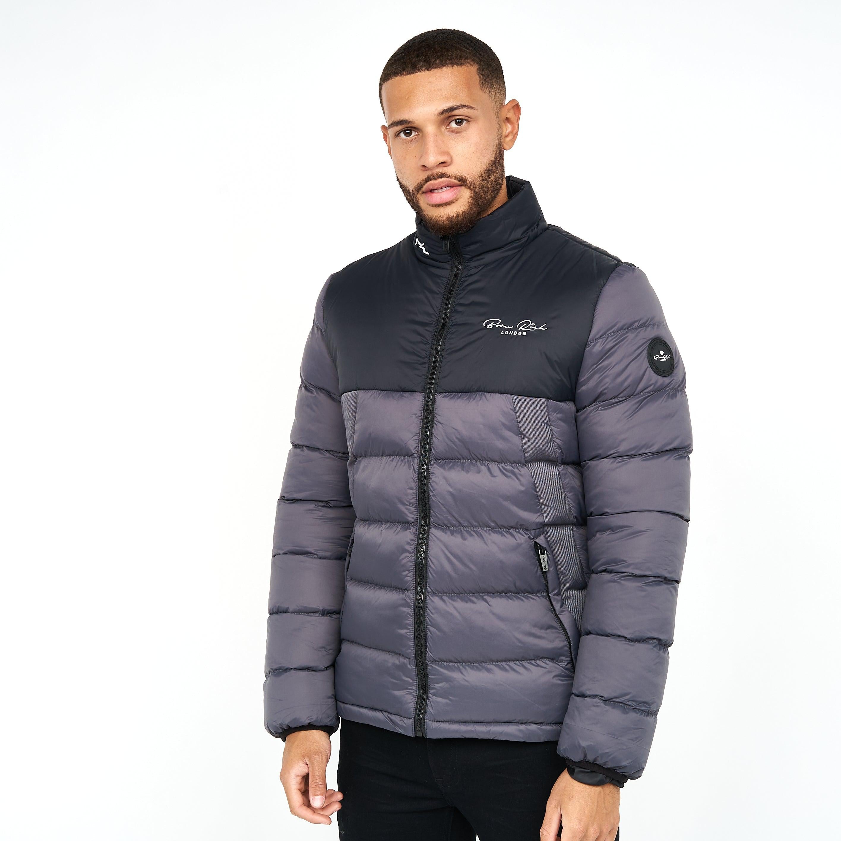 Born Rich Mens Lyden Puffa Jacket Grey