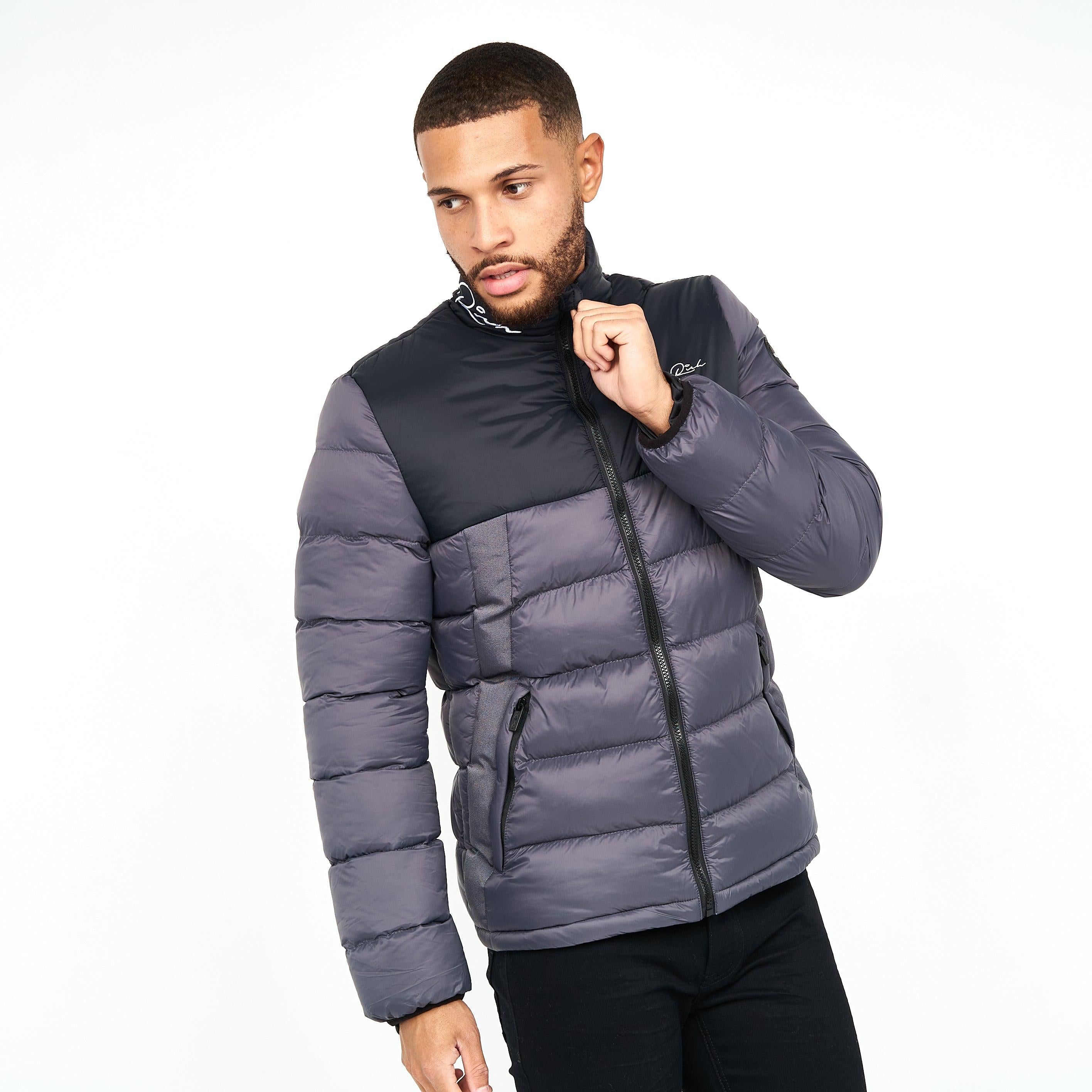 Born Rich Mens Lyden Puffa Jacket Grey