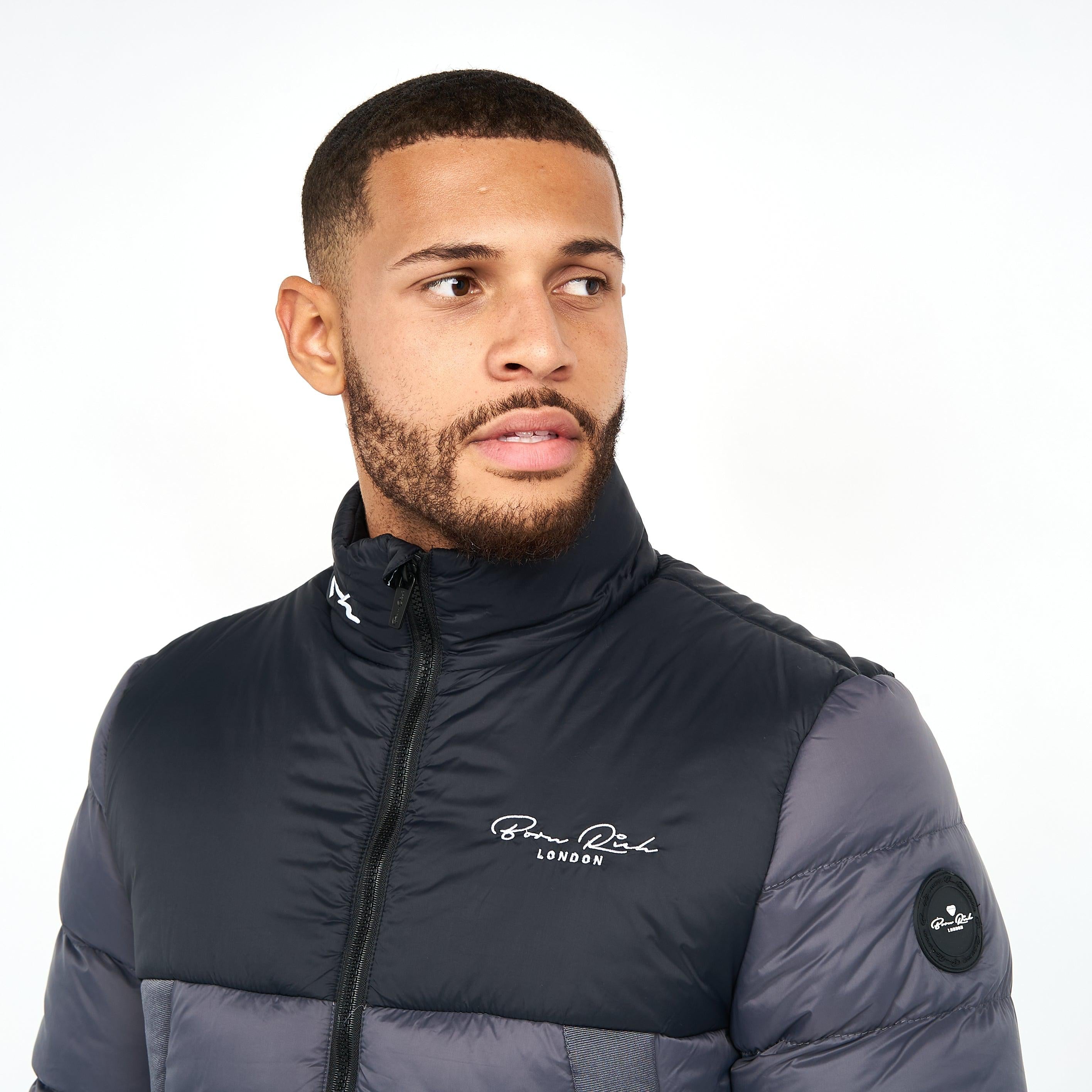 Born Rich Mens Lyden Puffa Jacket Grey