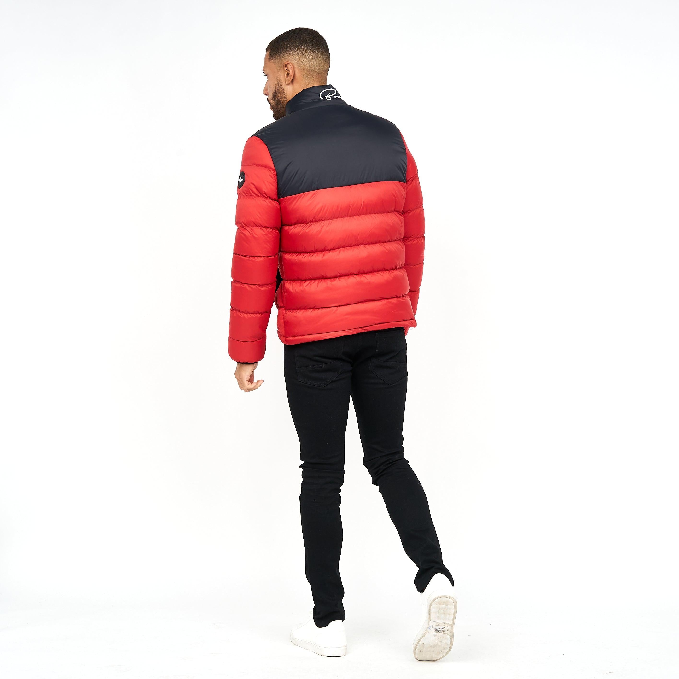 Born Rich Mens Lyden Puffa Jacket Tango Red