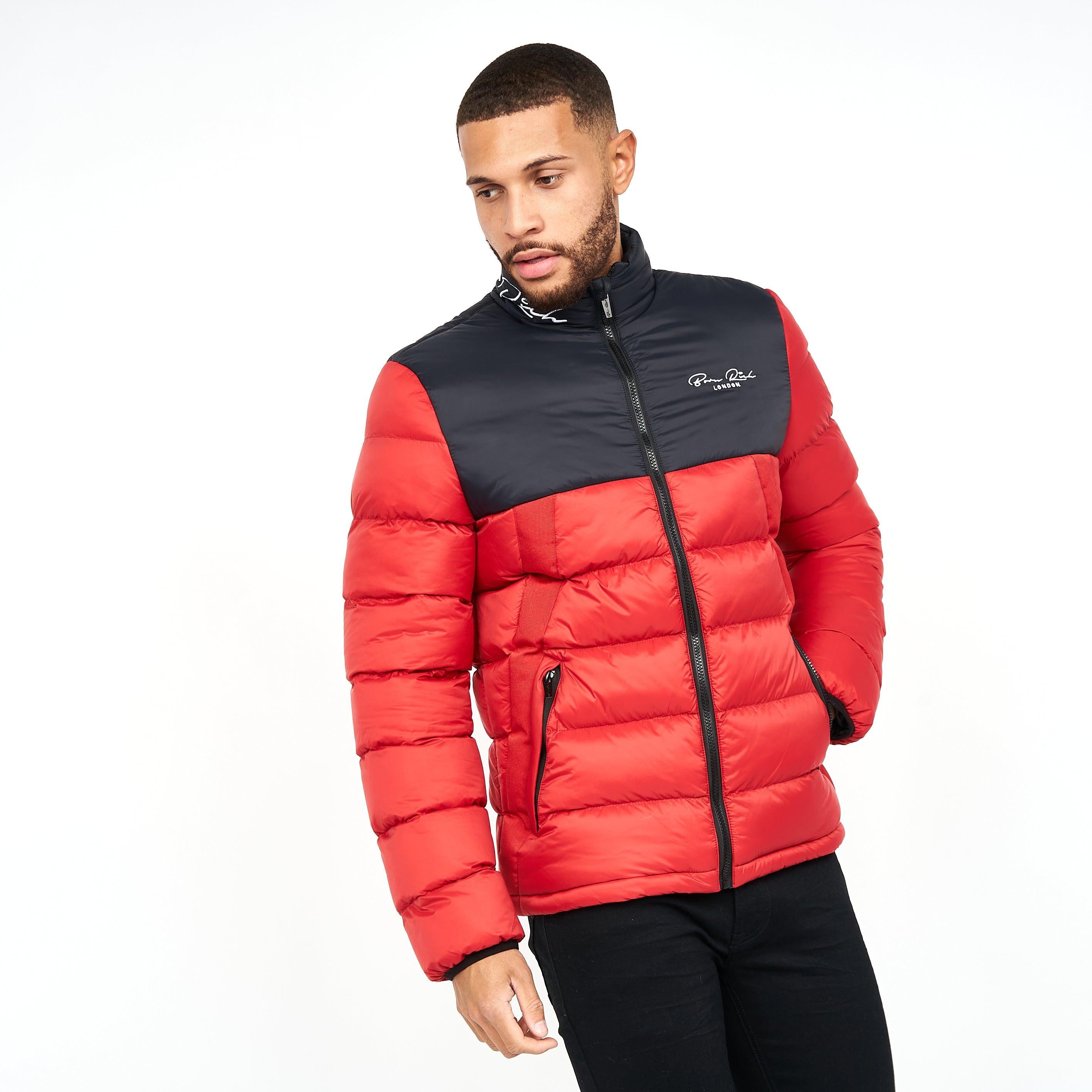 Born Rich Mens Lyden Puffa Jacket Tango Red