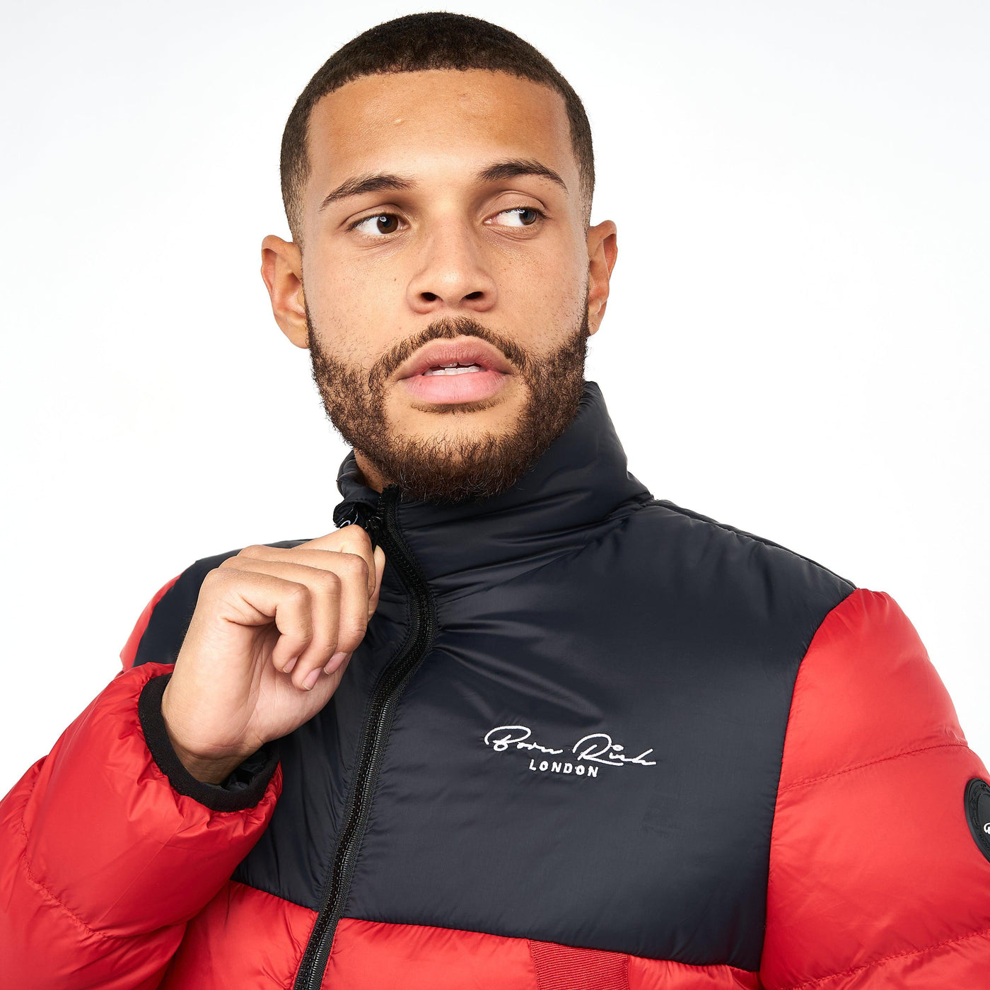Born Rich Mens Lyden Puffa Jacket Tango Red
