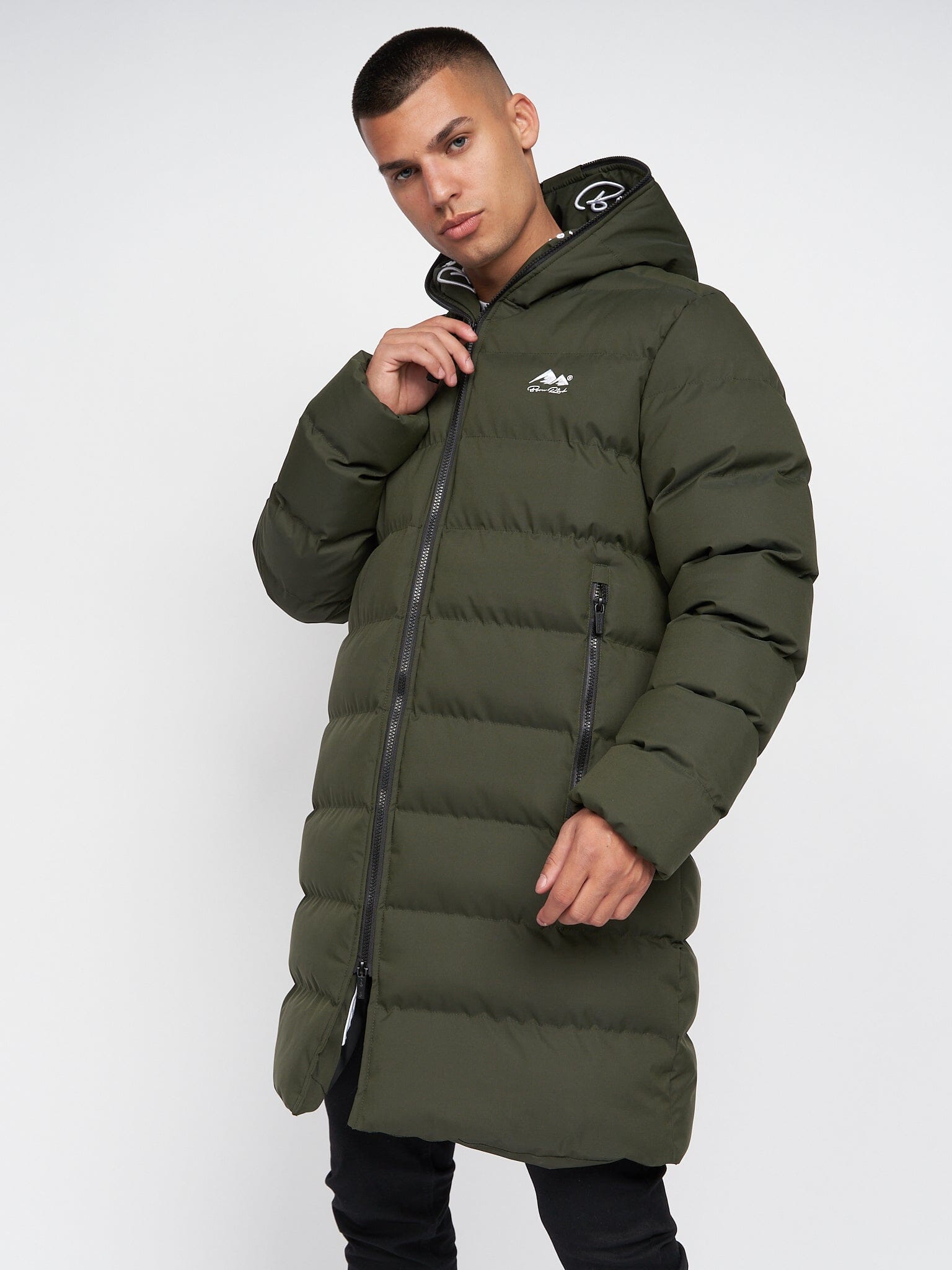 Alvando Longline Slim Puffa Dark Olive