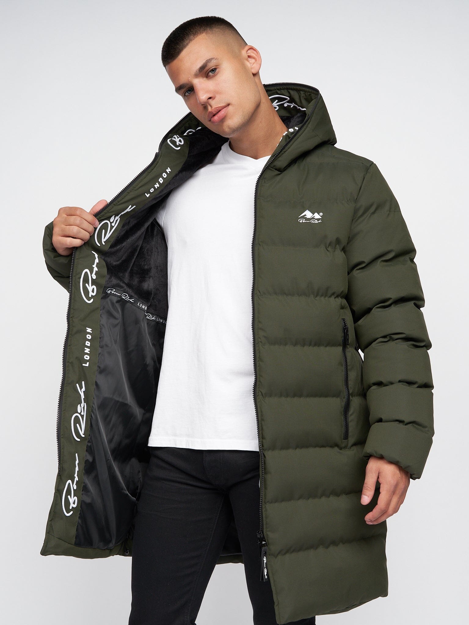 Alvando Longline Slim Puffa Dark Olive