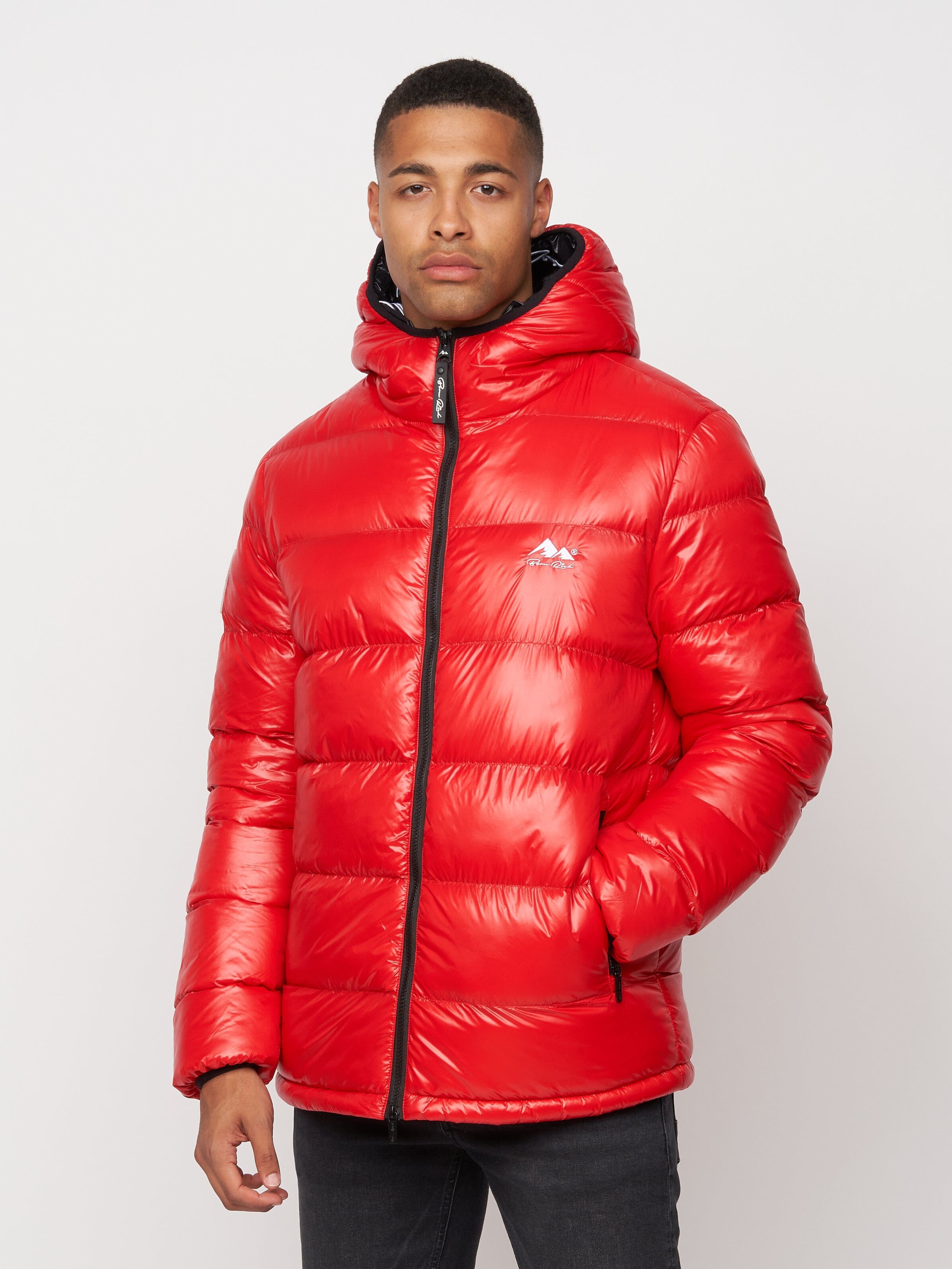 Deargo Mid Length Slim Fit Puffa Jacket Red