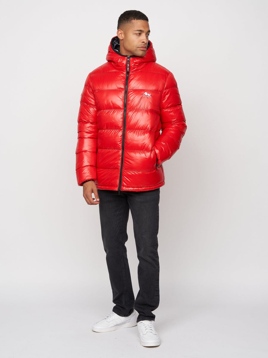 Deargo Mid Length Slim Fit Puffa Jacket Red