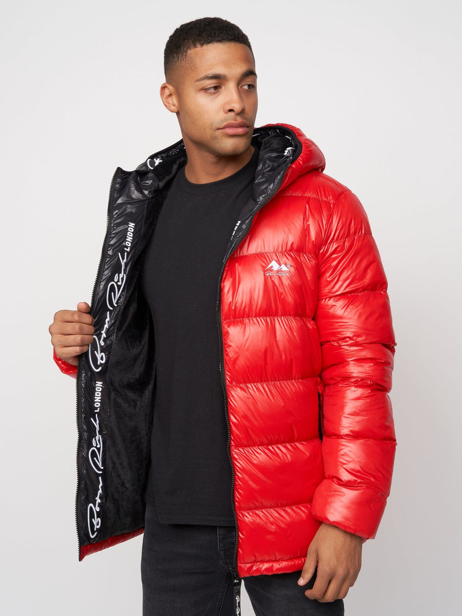 Deargo Mid Length Slim Fit Puffa Jacket Red