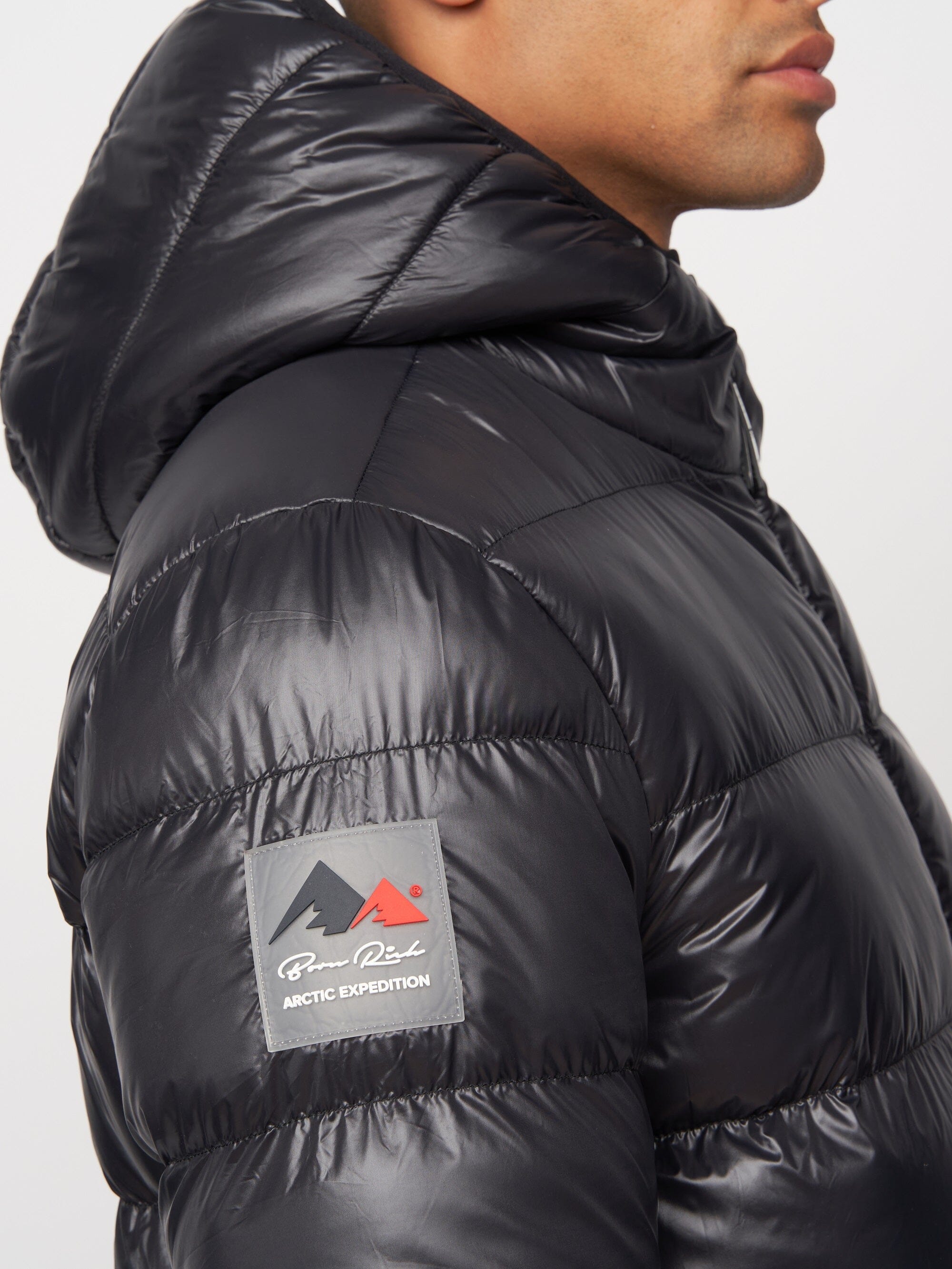 Deargo Mid Length Slim Fit Puffa Jacket Black
