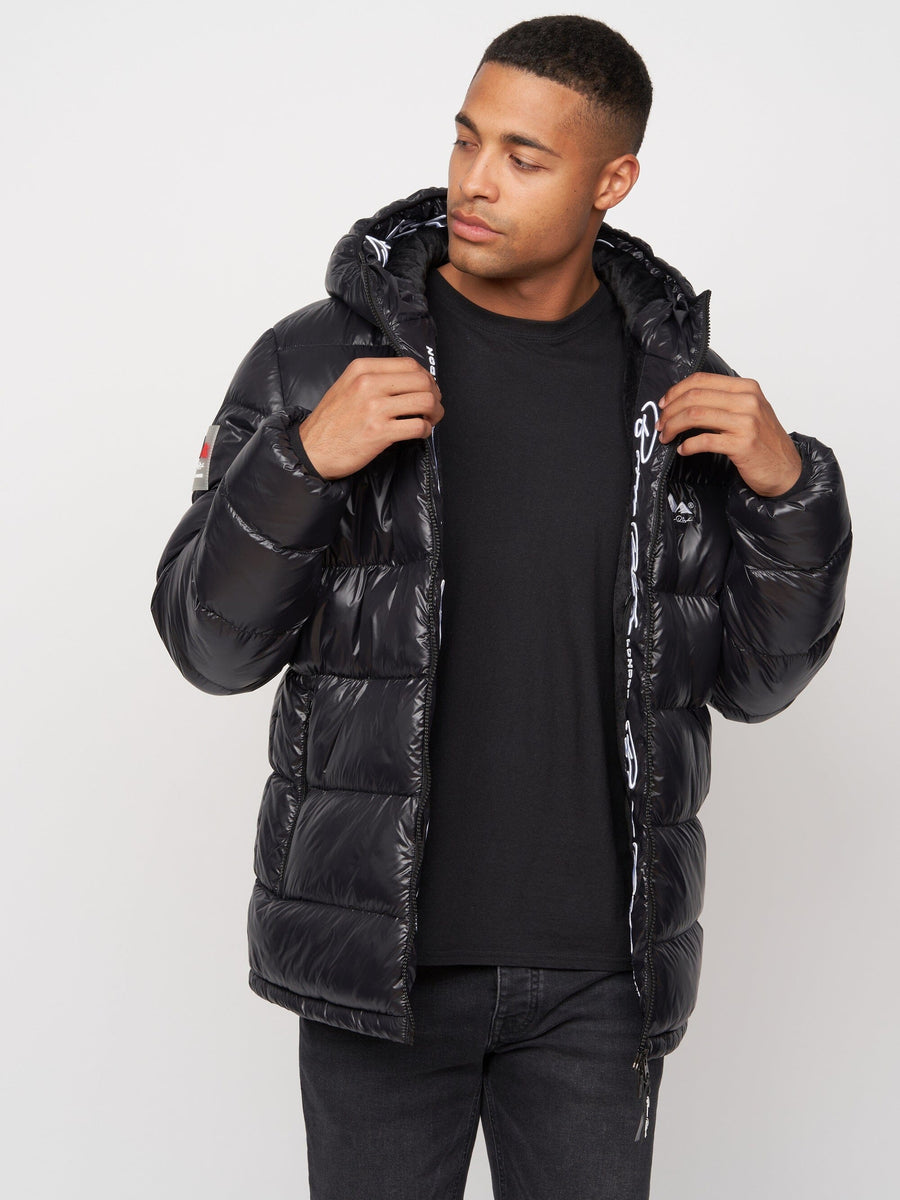 Deargo Mid Length Slim Fit Puffa Jacket Black