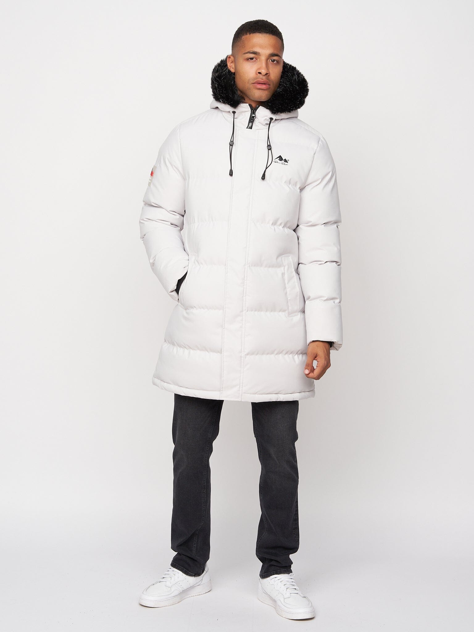 Modrico Mid Length Parka Light Grey