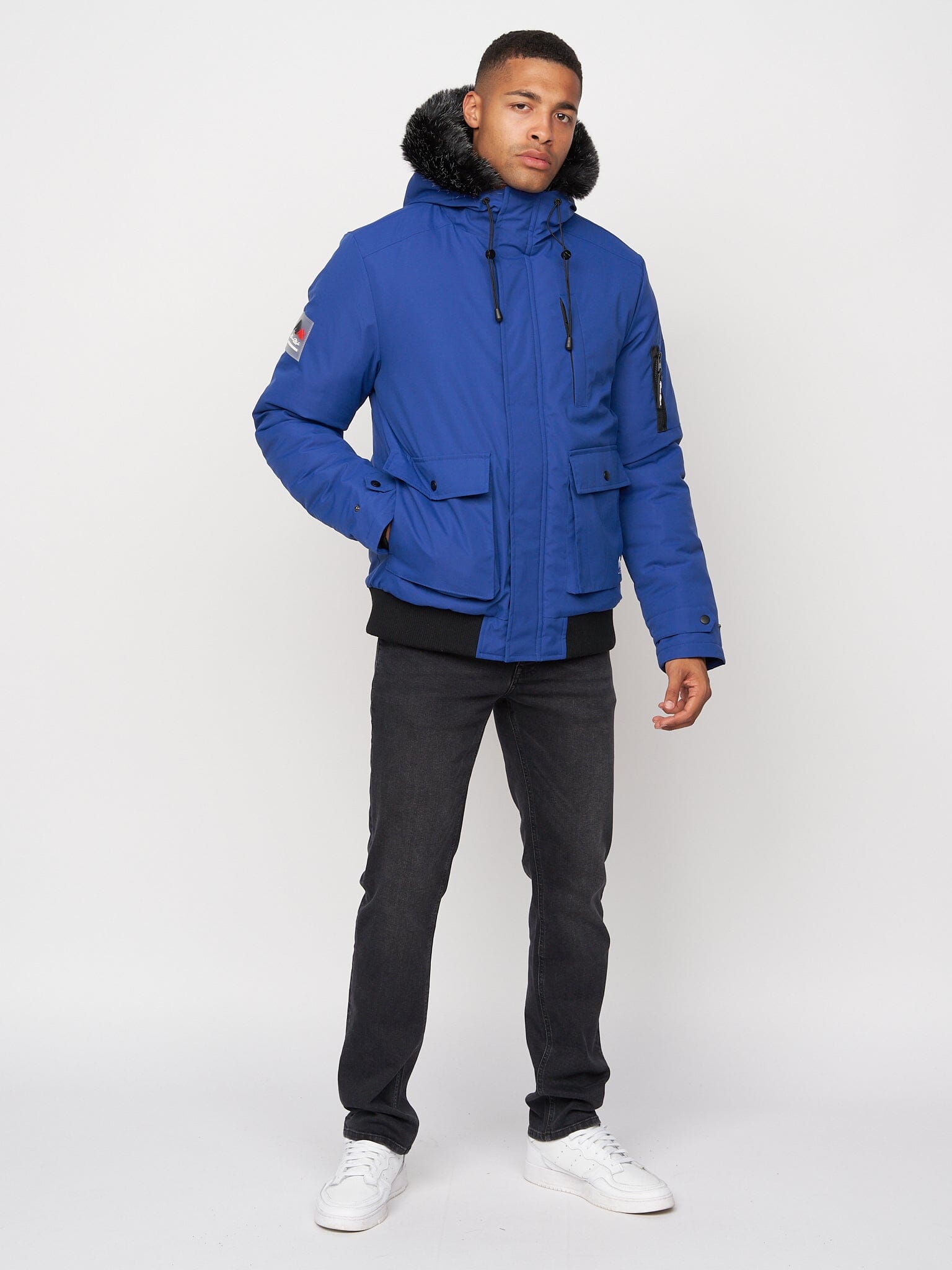 Emarnos Hooded Bomber Jacket Mid Blue