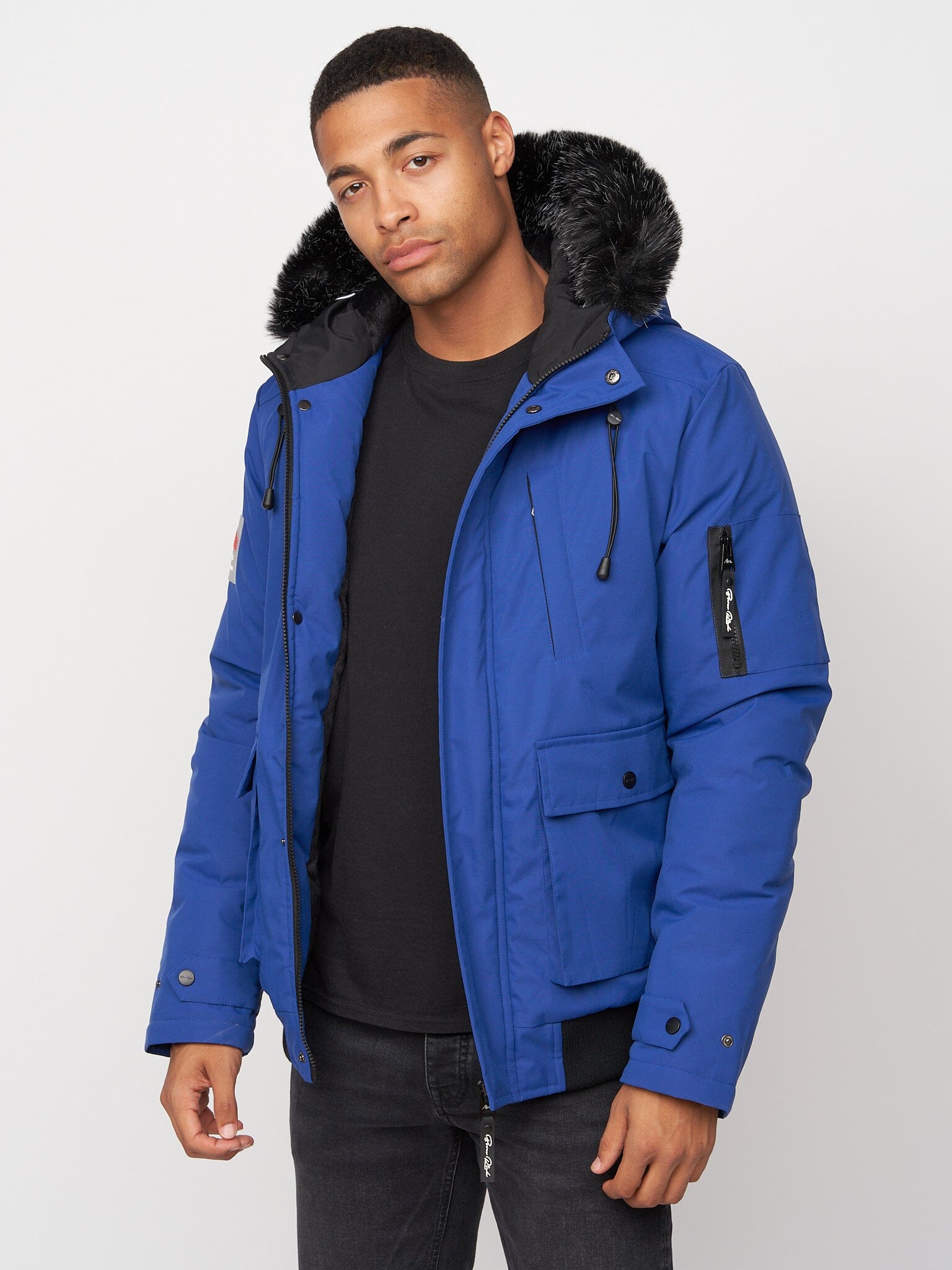 Emarnos Hooded Bomber Jacket Mid Blue