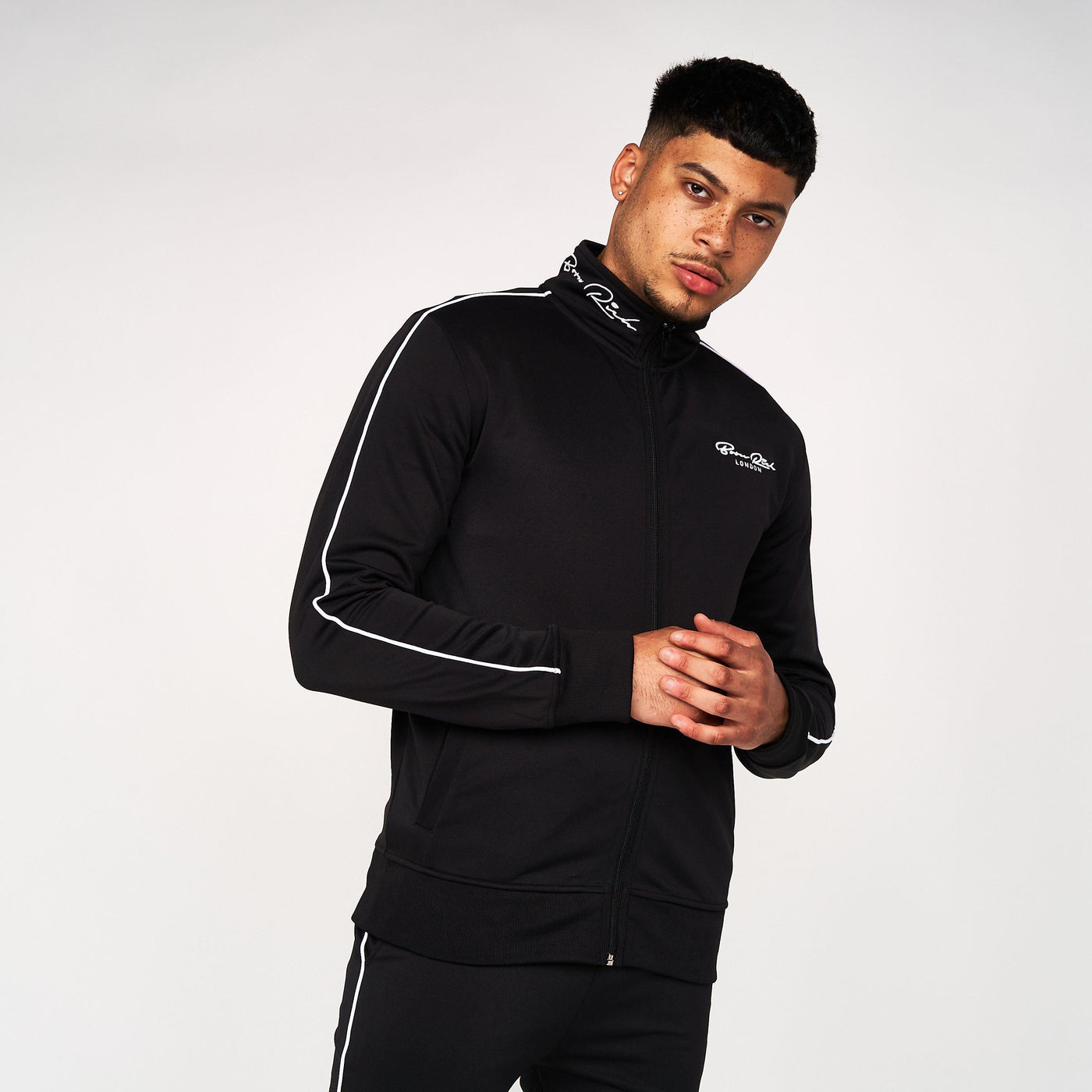 Born Rich Mens Granero Zip Thru Tracktop Black