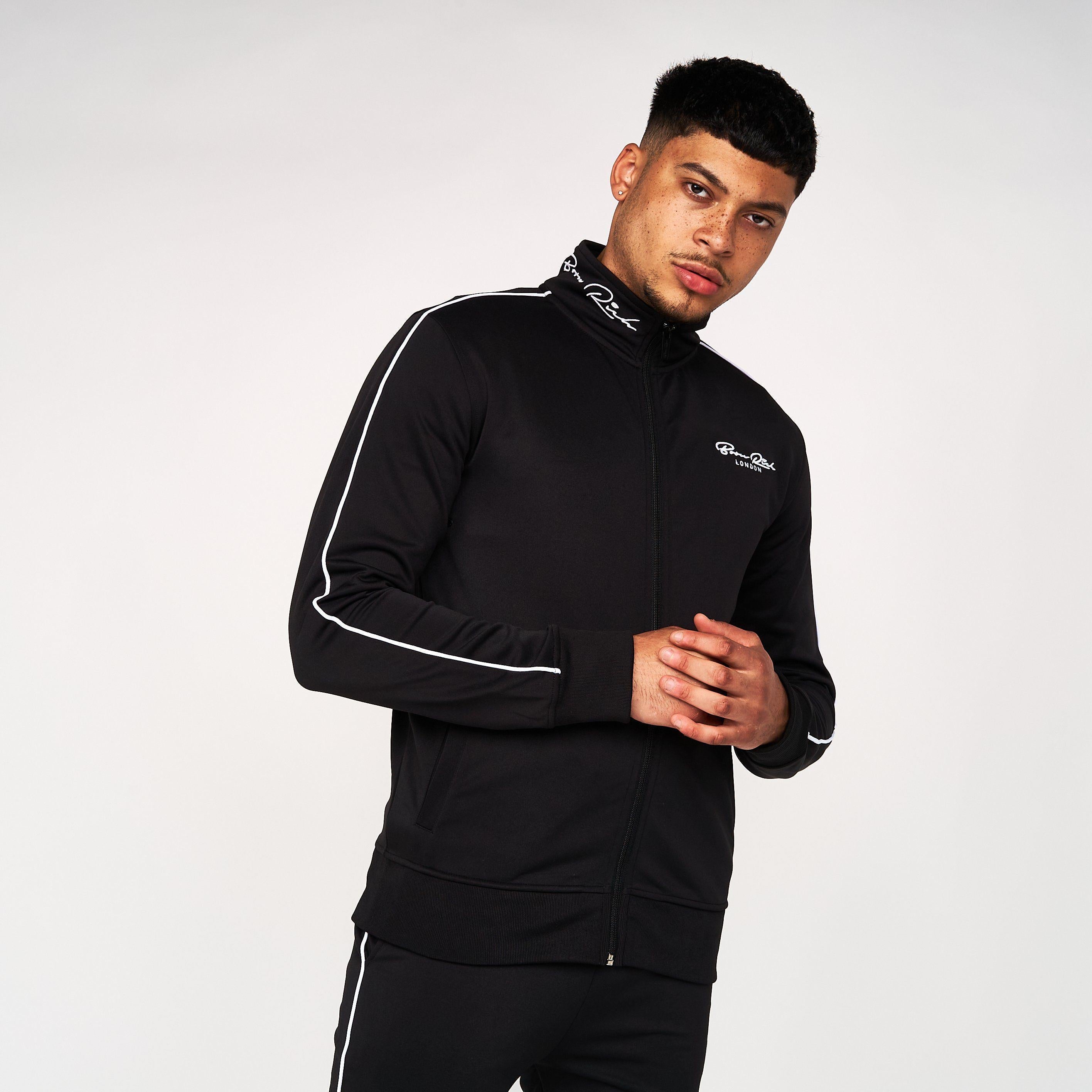 Born Rich Mens Granero Zip Thru Tracktop Black