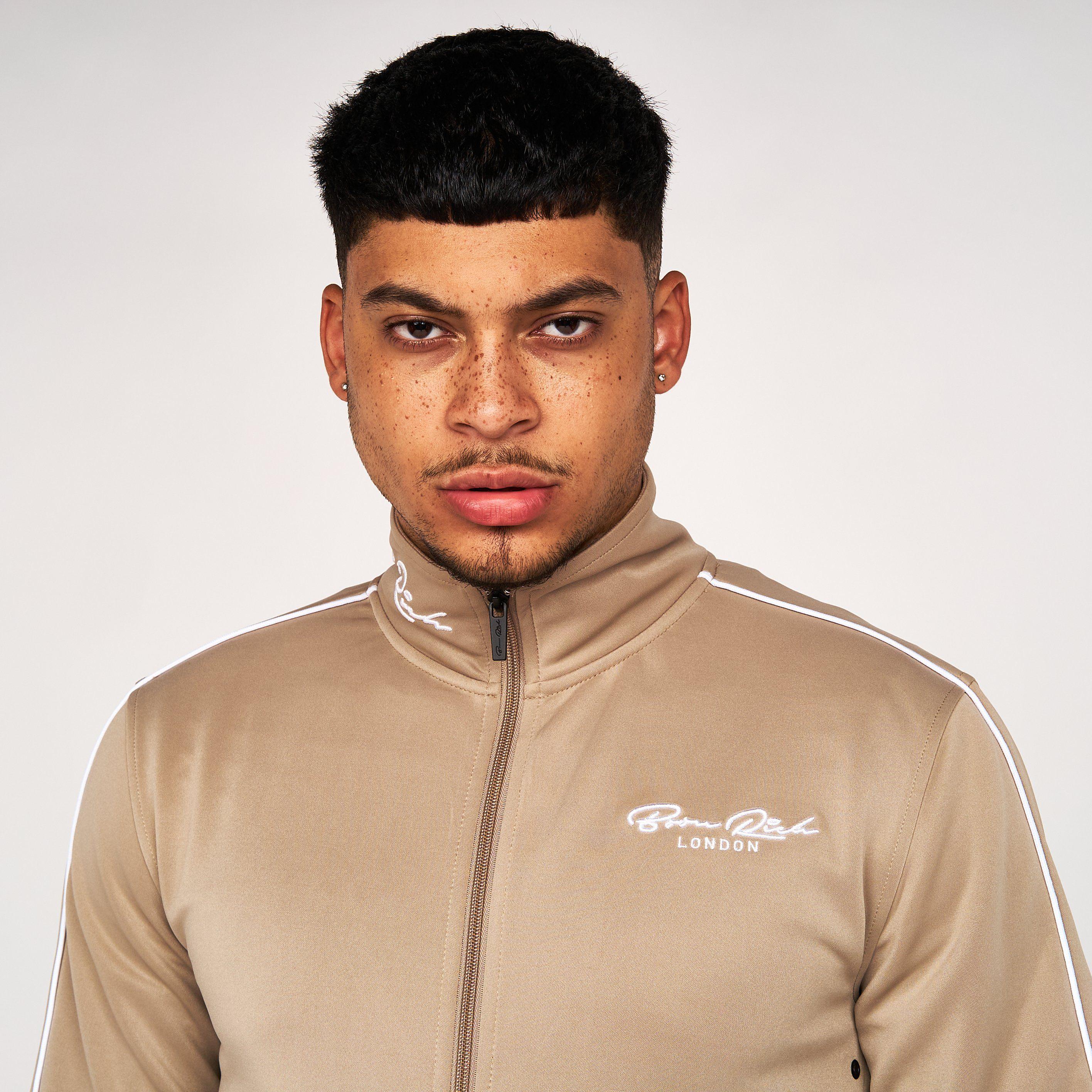 Born Rich Mens Granero Zip Thru Tracktop Simply Taupe