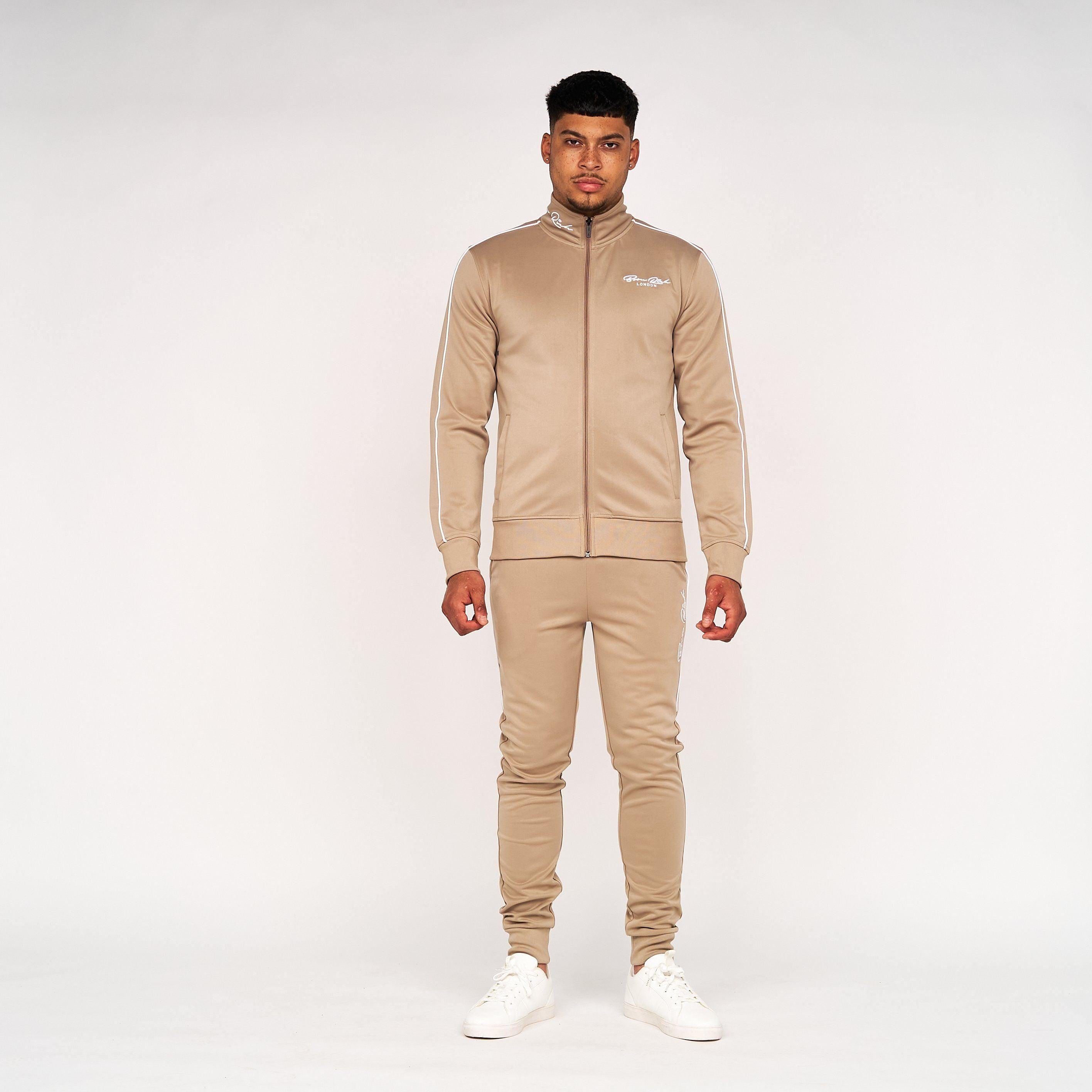 Born Rich Mens Granero Zip Thru Tracktop Simply Taupe