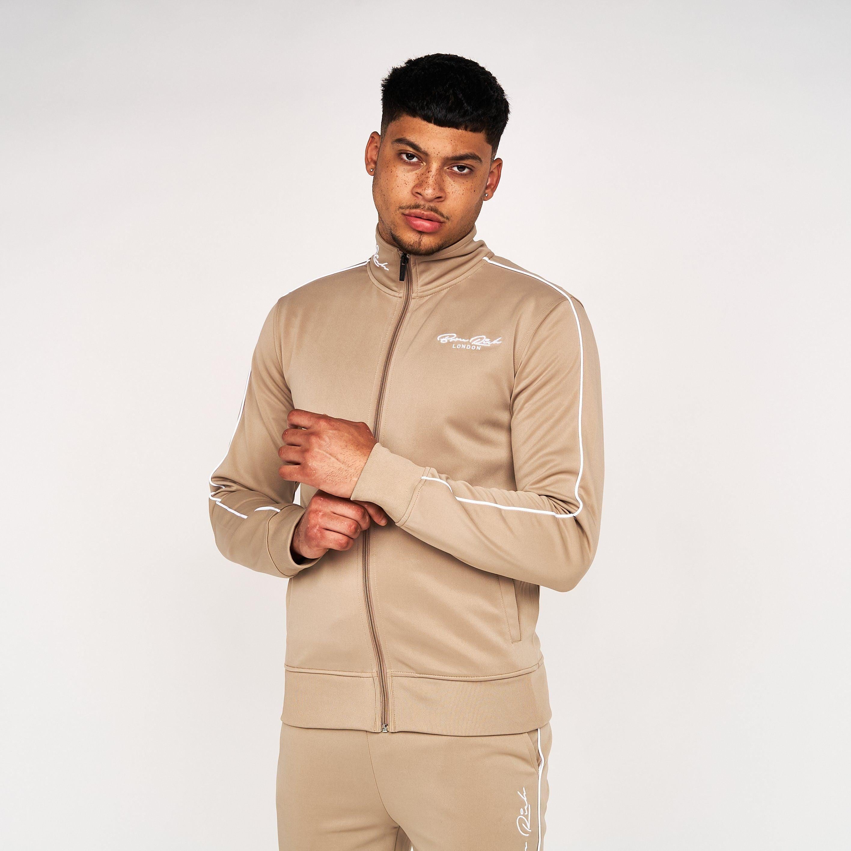 Born Rich Mens Granero Zip Thru Tracktop Simply Taupe