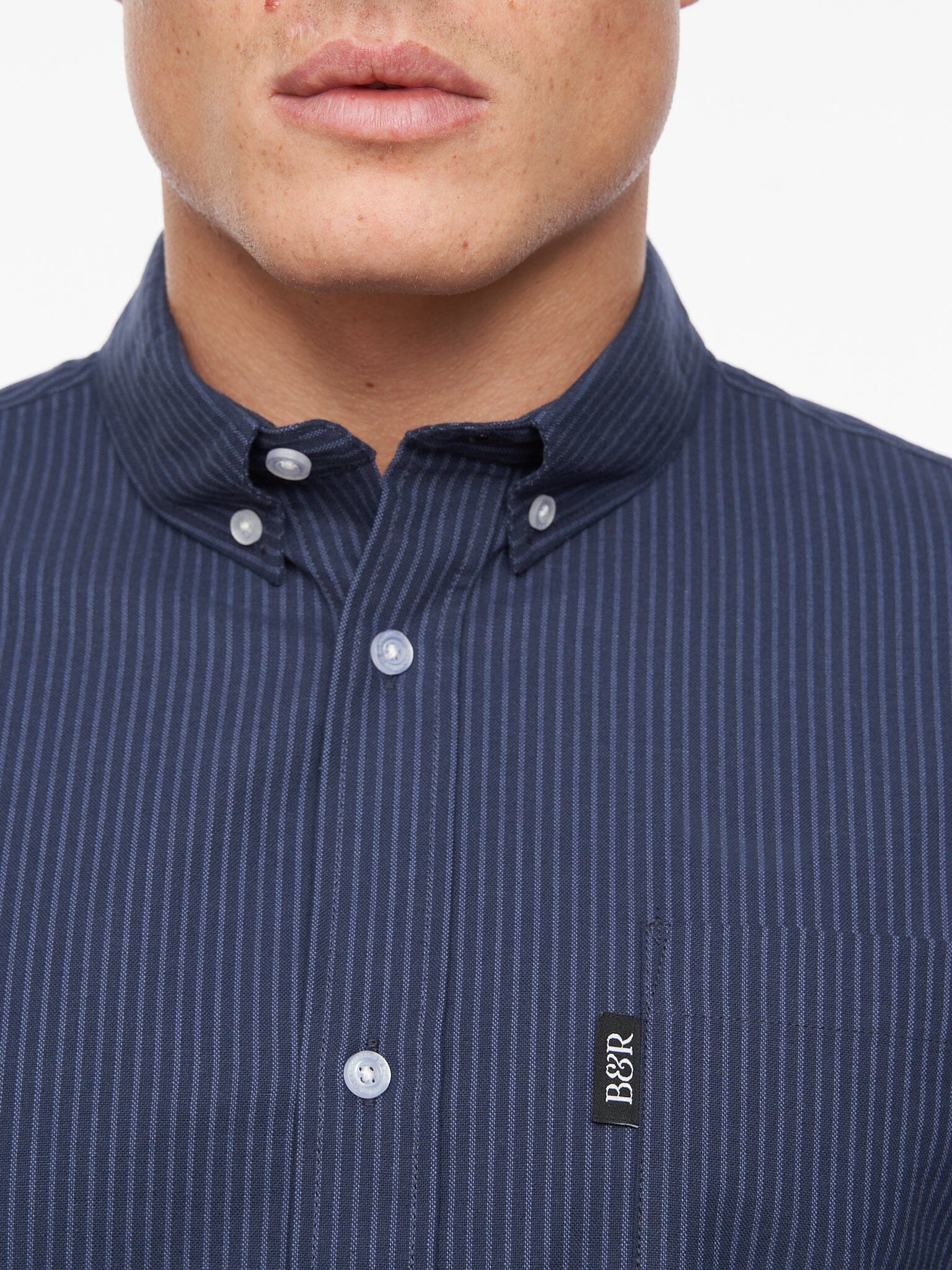 Dewey Oxford Shirt Navy Stripe