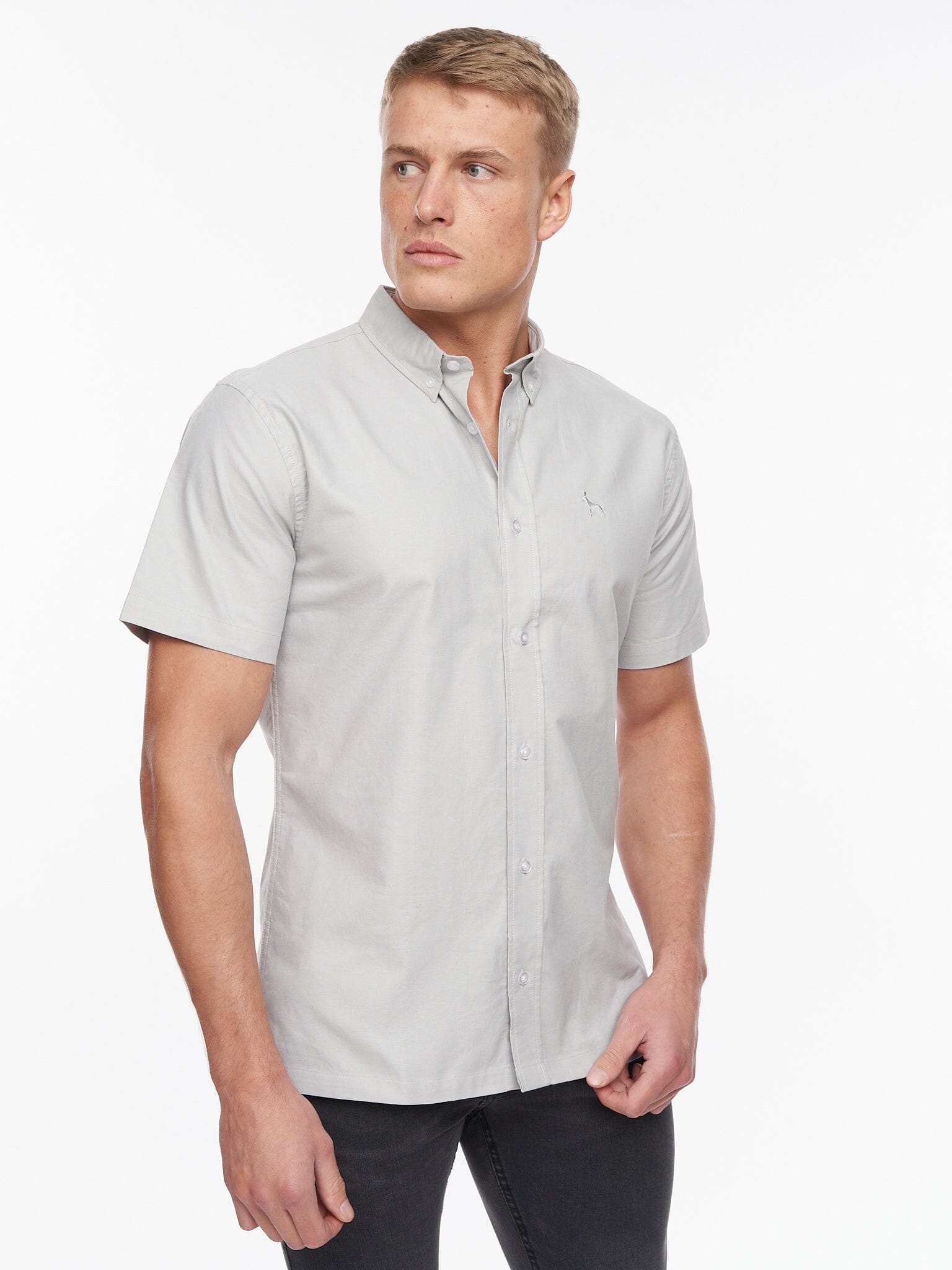 Balton Short Sleeve Oxford Shirt Light Grey