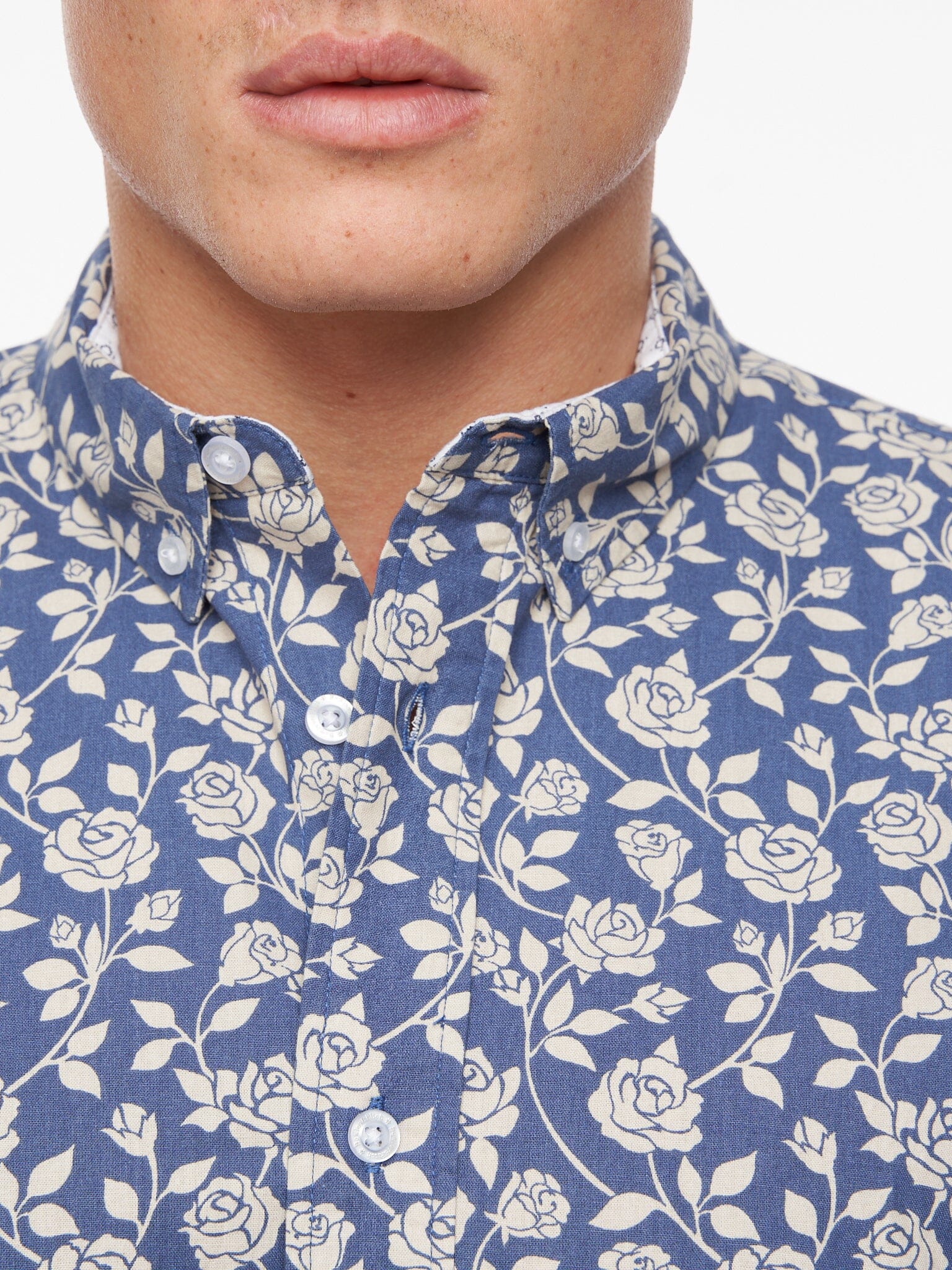 Haltom Short Sleeve Shirt Mid Blue Print