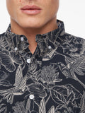 Haltom Short Sleeve Shirt Navy Print