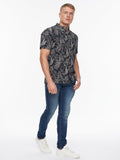 Haltom Short Sleeve Shirt Navy Print