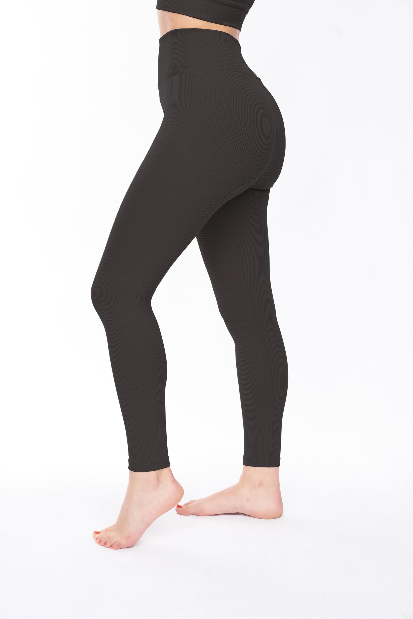 Womens Maside Ribbed Legging & Top Set Black