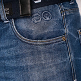 New Embossed Techno Denim Jeans Stone Wash