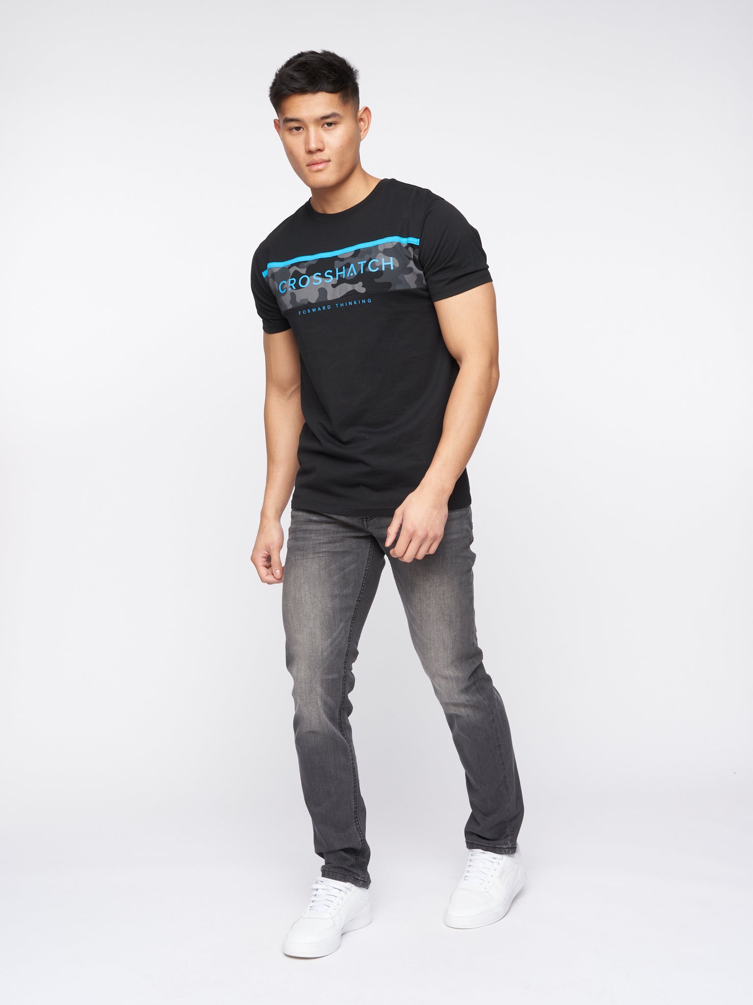 Crosshatch Mens Svelte Stretch Jeans Dark Grey