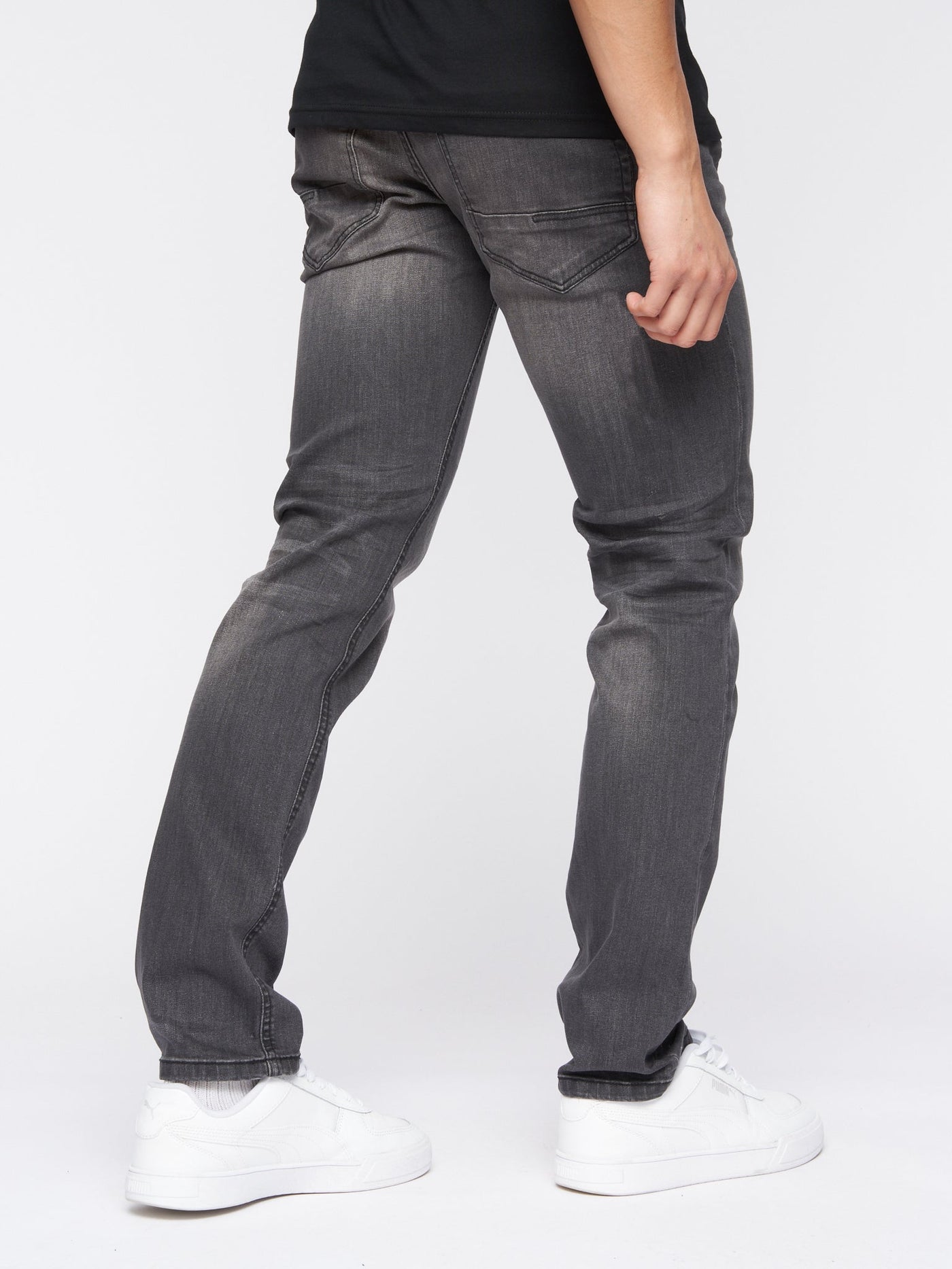 Crosshatch Mens Svelte Stretch Jeans Dark Grey