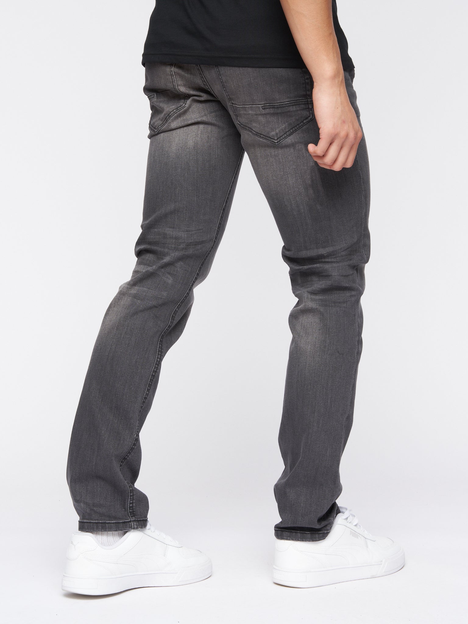 Crosshatch Mens Svelte Stretch Jeans Dark Grey