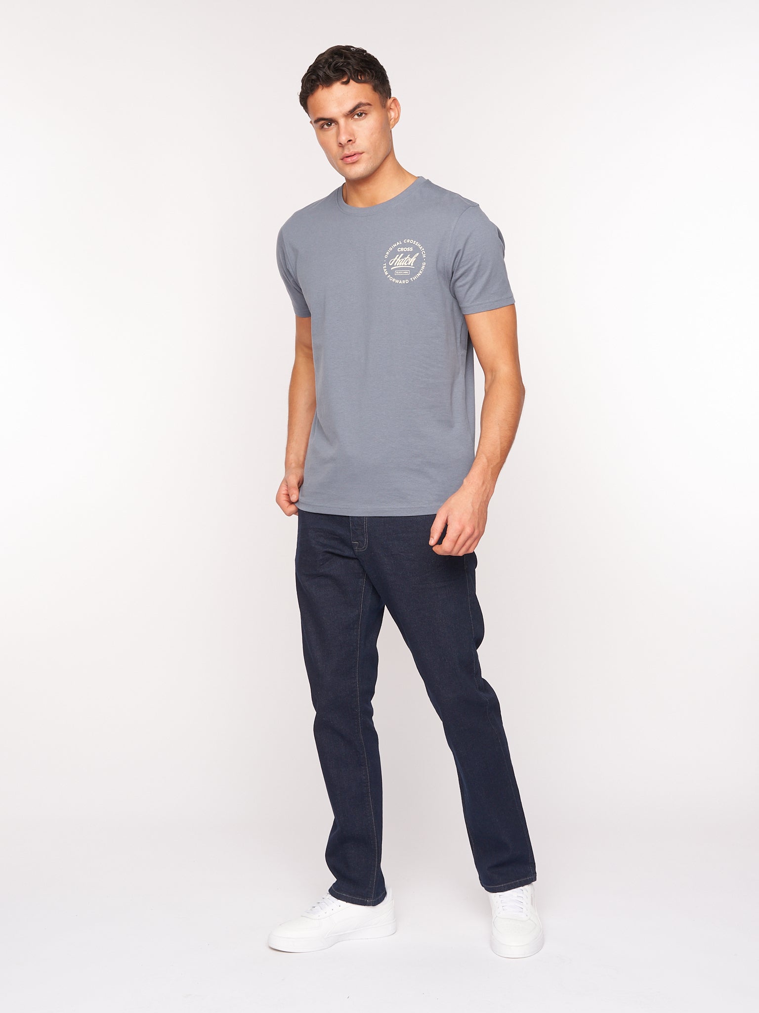 Crosshatch Mens Cadman Straight Jeans Raw Wash