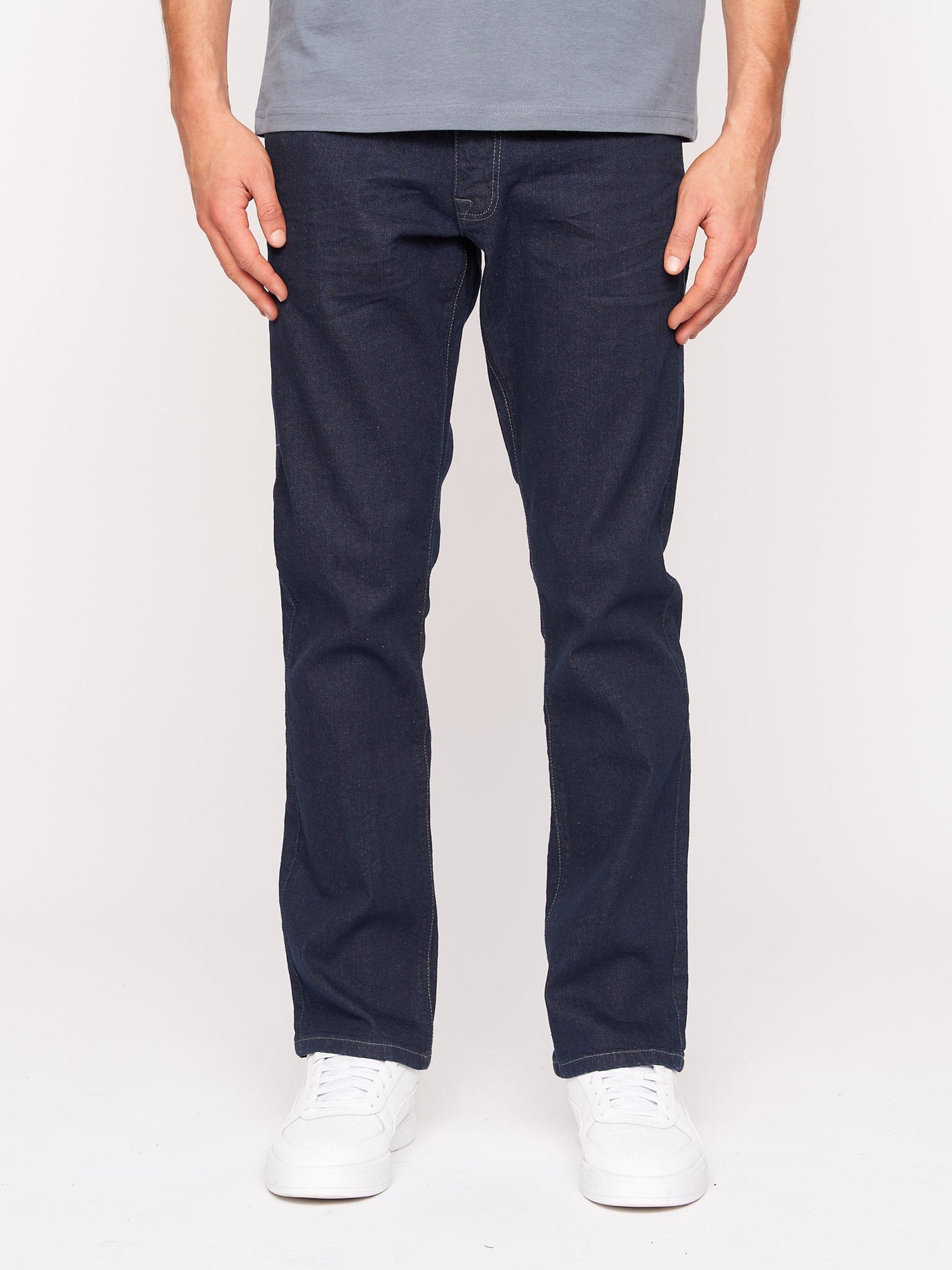 Crosshatch Mens Cadman Straight Jeans Raw Wash