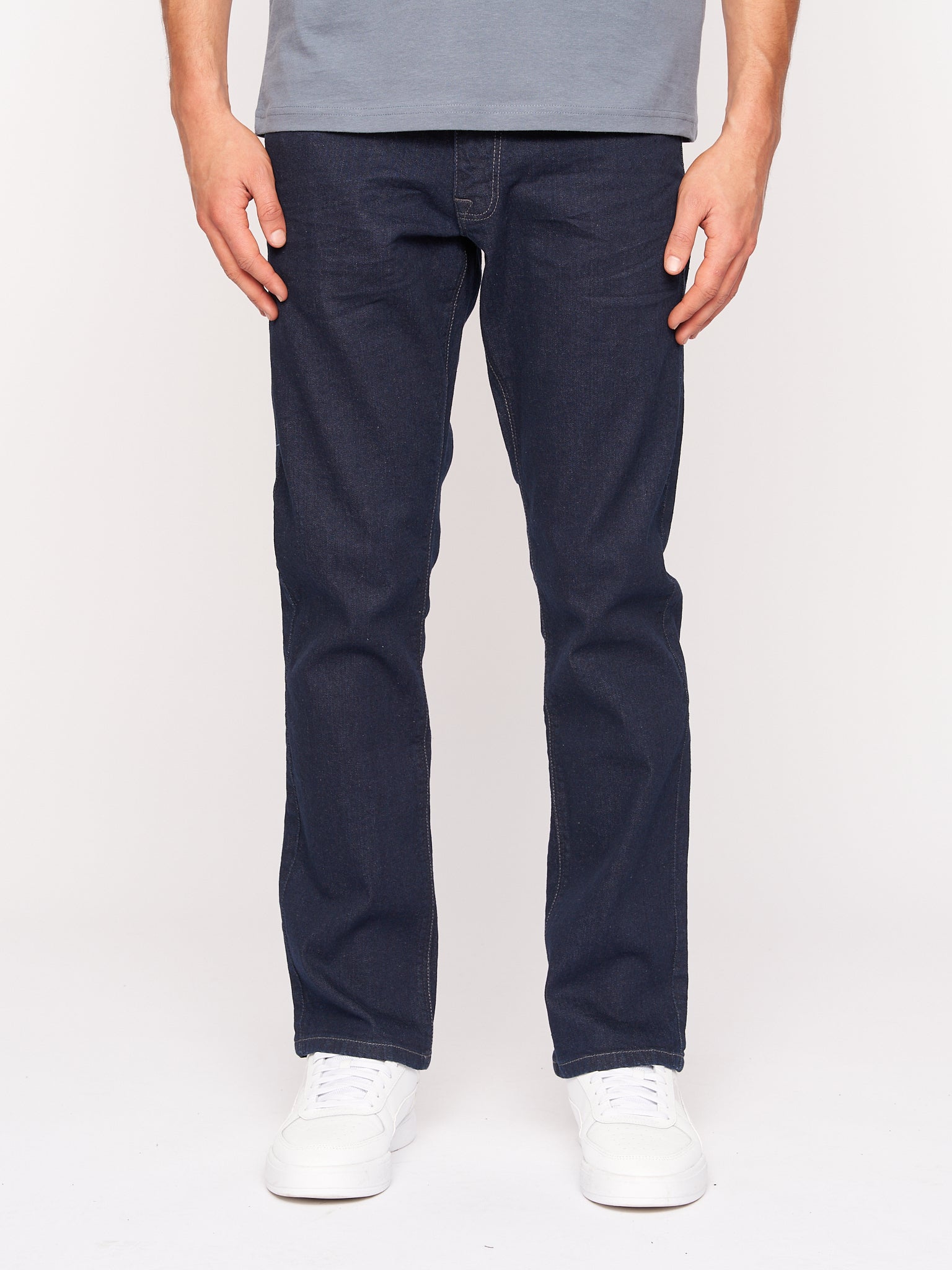 Crosshatch Mens Cadman Straight Jeans Raw Wash