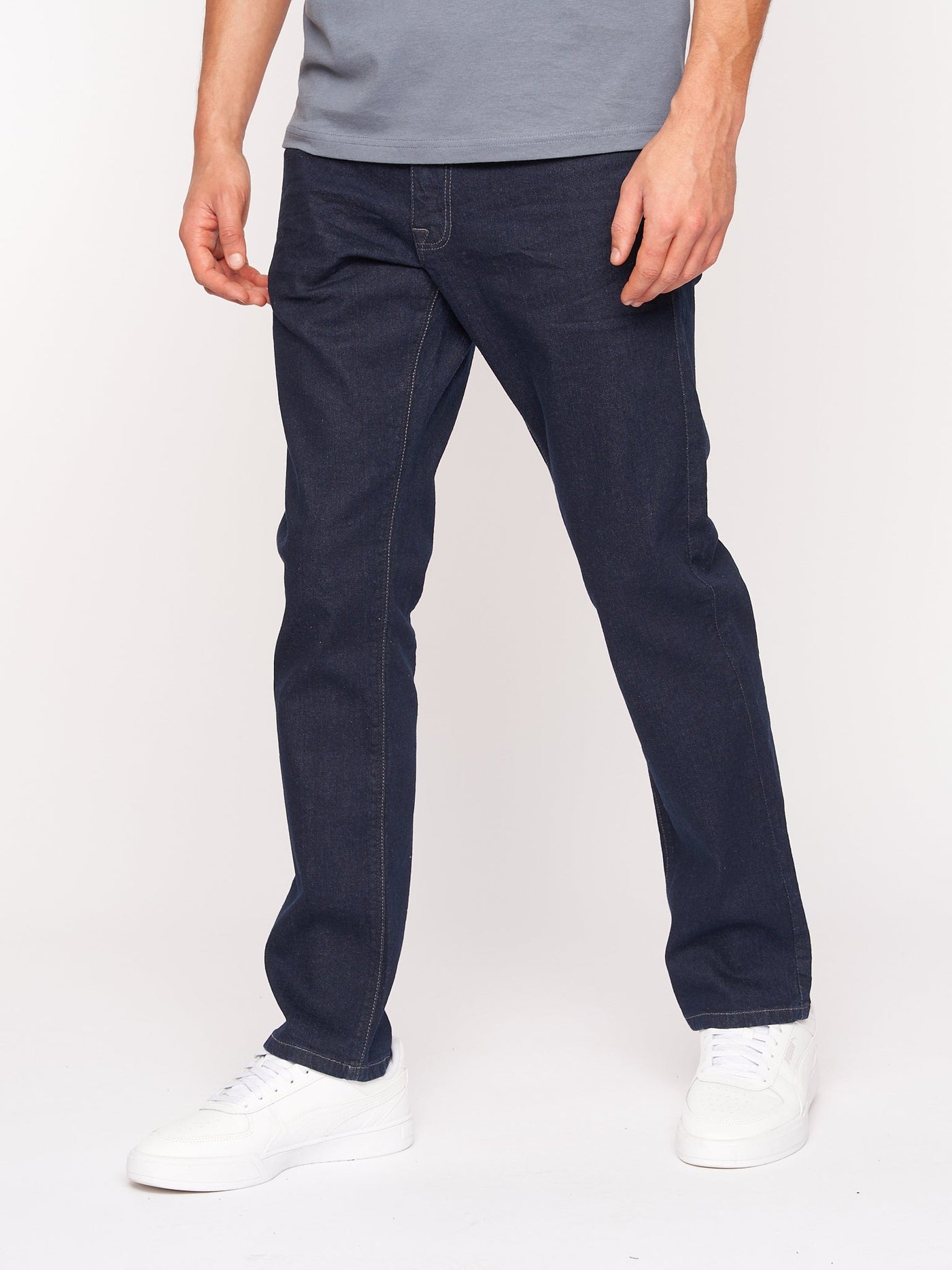 Crosshatch Mens Cadman Straight Jeans Raw Wash