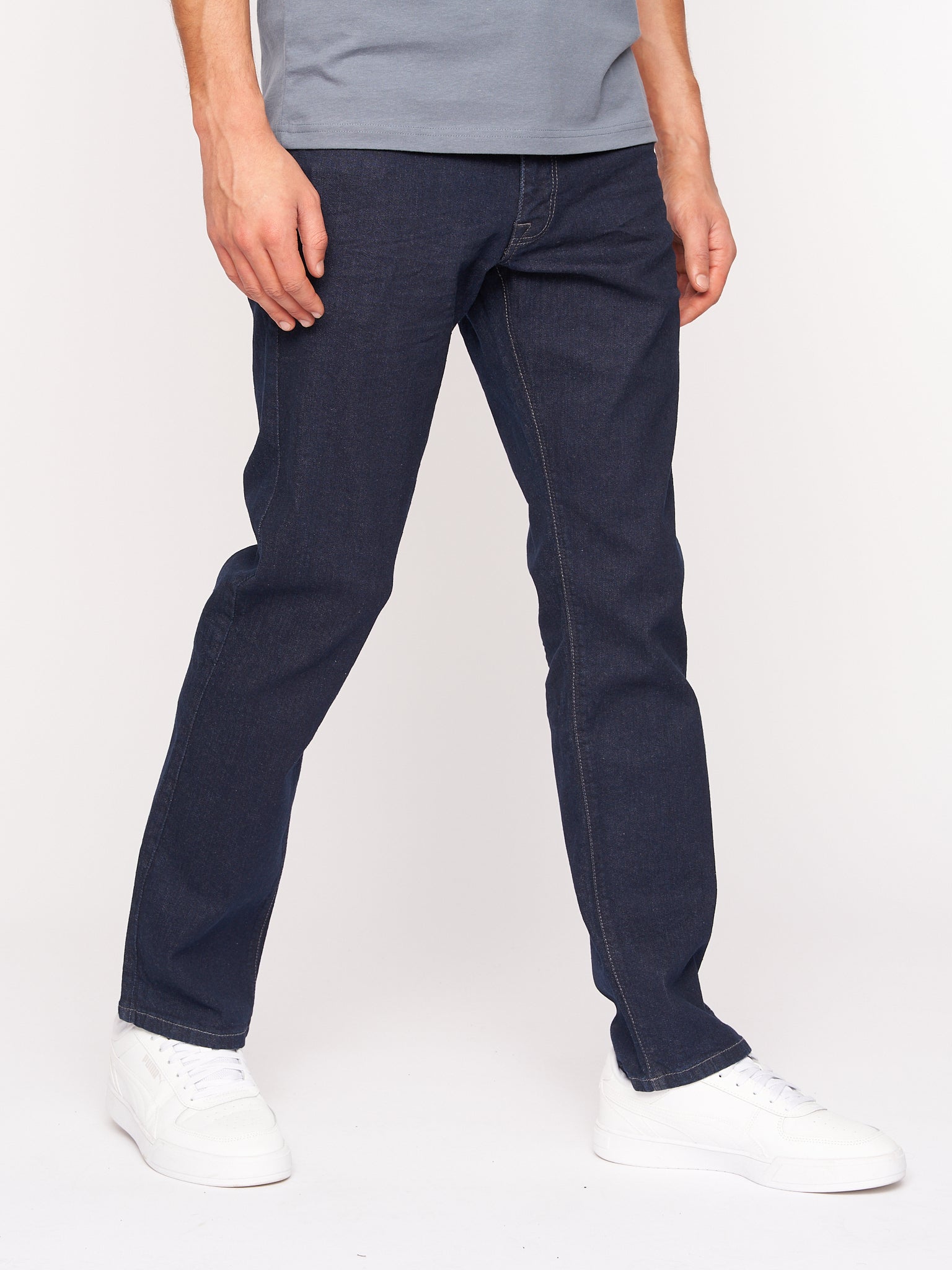 Crosshatch Mens Cadman Straight Jeans Raw Wash