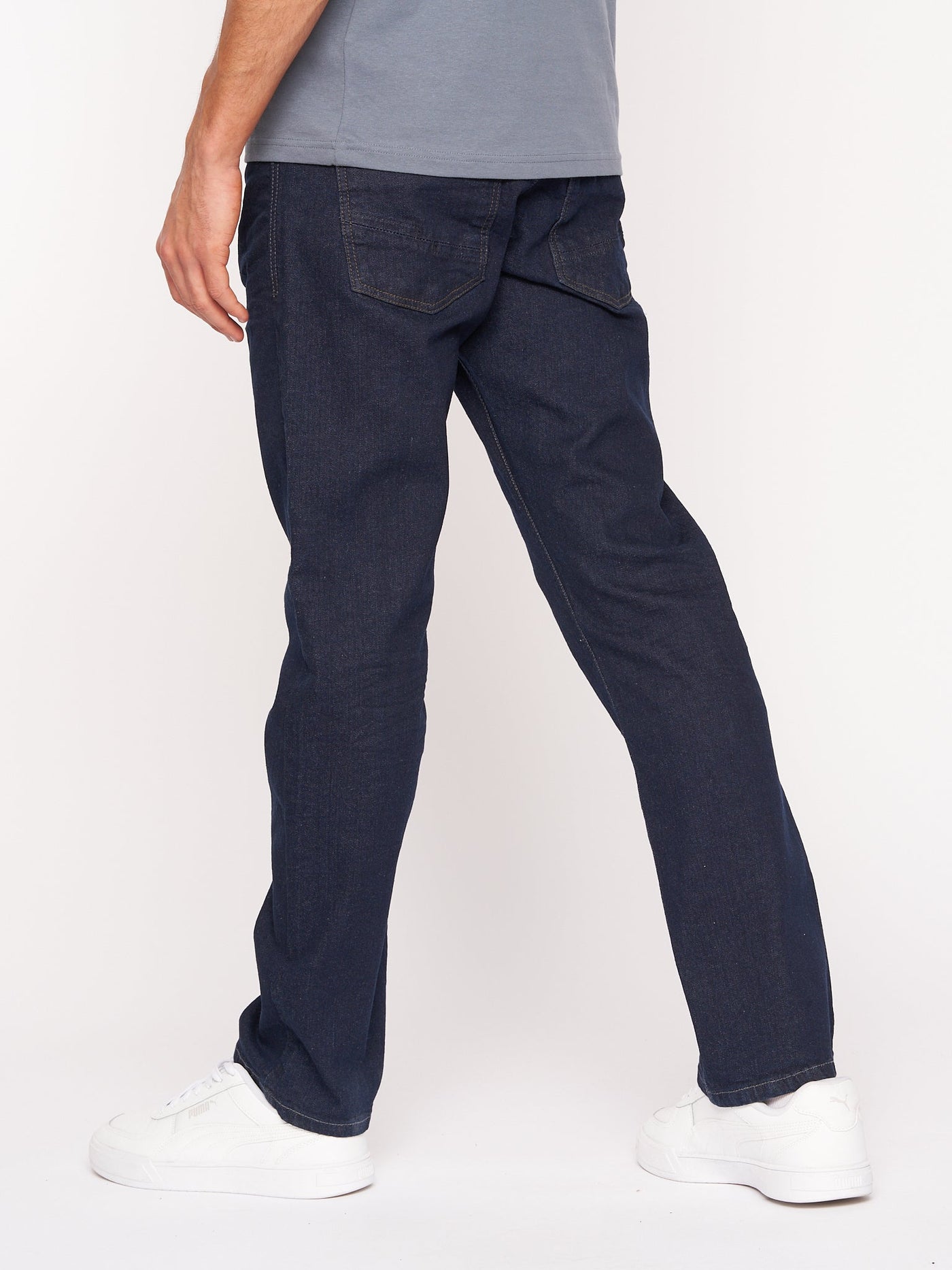 Crosshatch Mens Cadman Straight Jeans Raw Wash