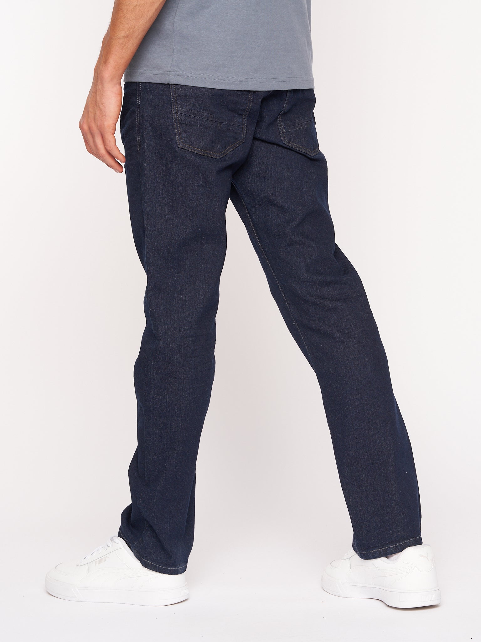 Crosshatch Mens Cadman Straight Jeans Raw Wash