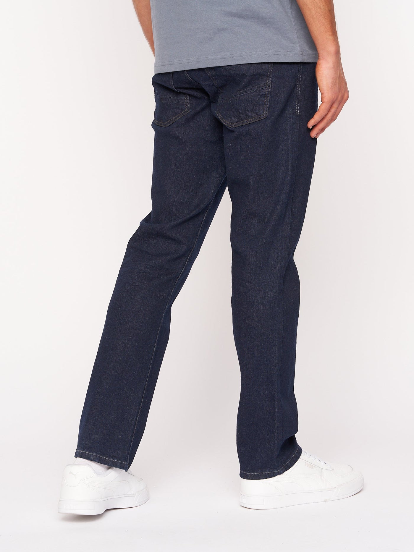 Crosshatch Mens Cadman Straight Jeans Raw Wash